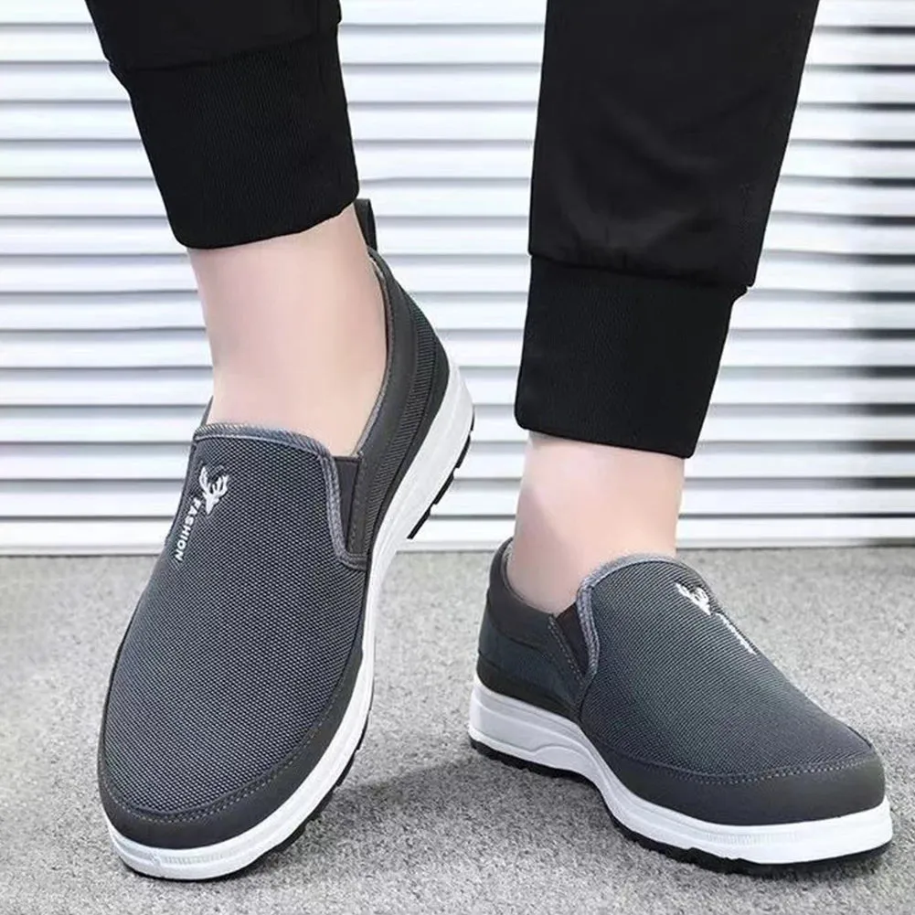 2024 Men's Canvas Shoes with Soft Soles Casual Breathable Comfortable Sliding Sleeves Men's Cloth Shoes Men's Oxford Sneakers