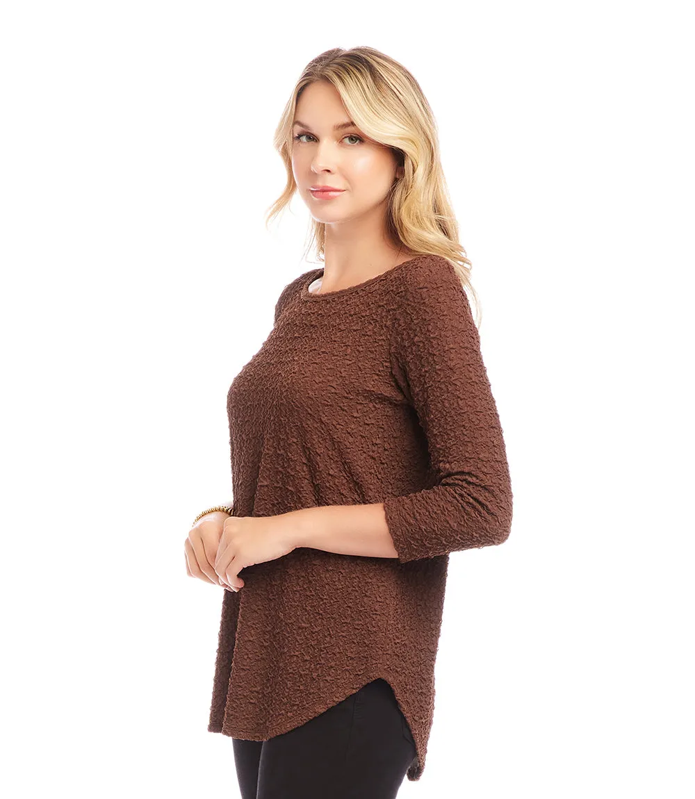 3/4 Sleeve Shirttail Top