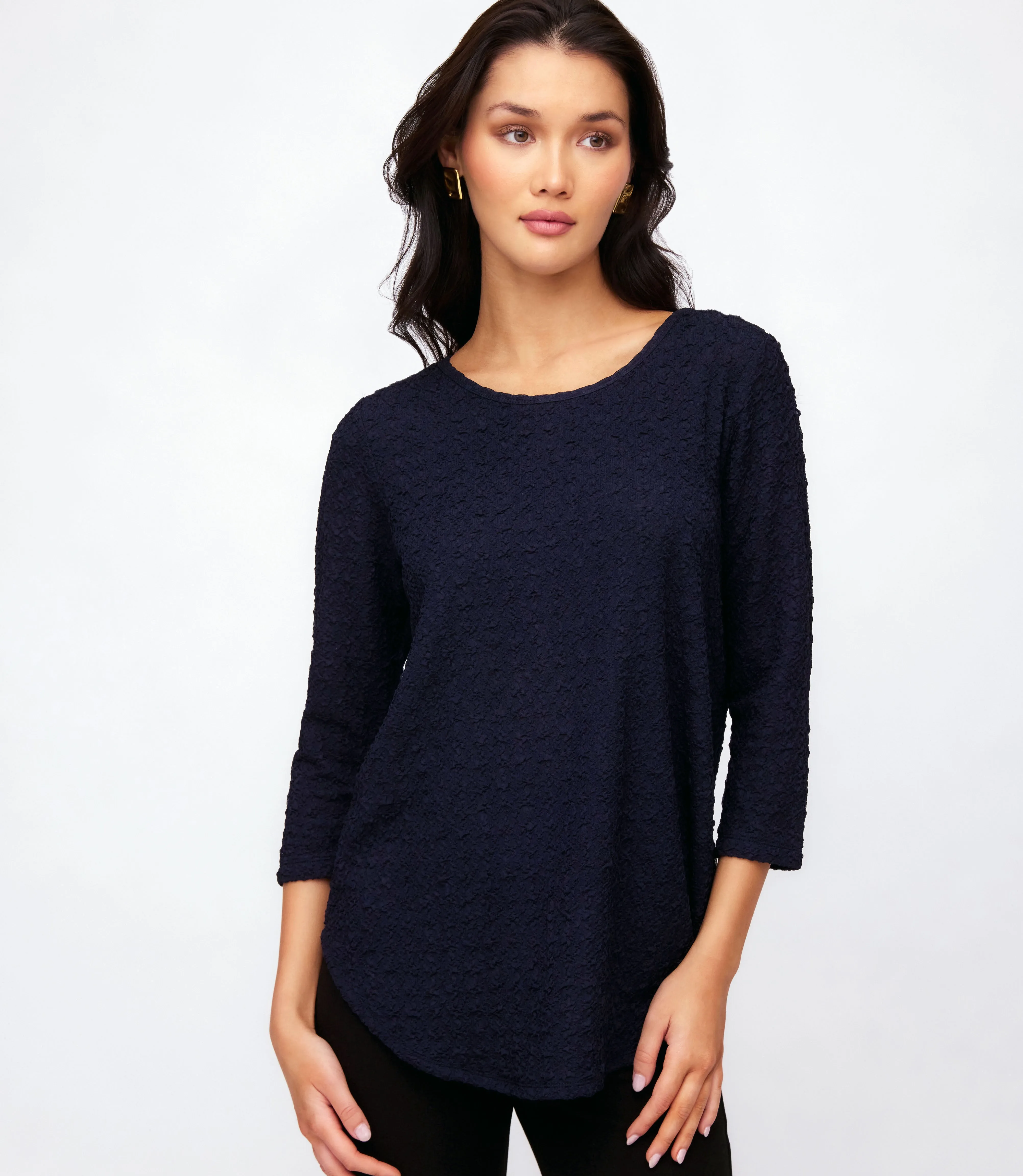 3/4 Sleeve Shirttail Top