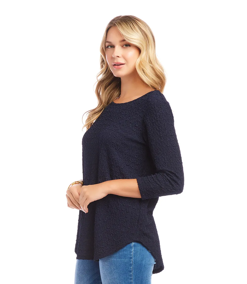 3/4 Sleeve Shirttail Top