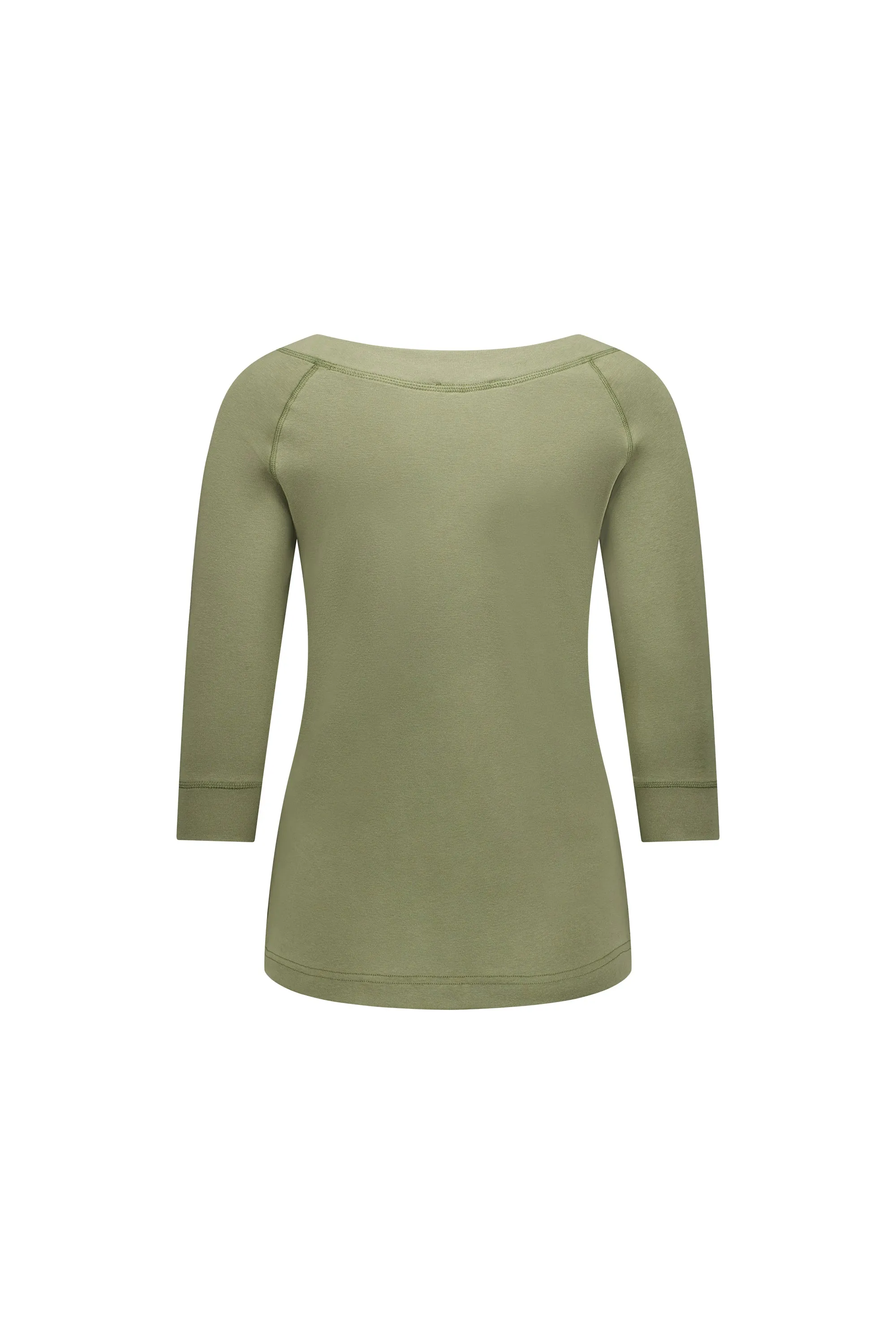 4381 Boat Neck 3/4 Sleeve Top -Olive