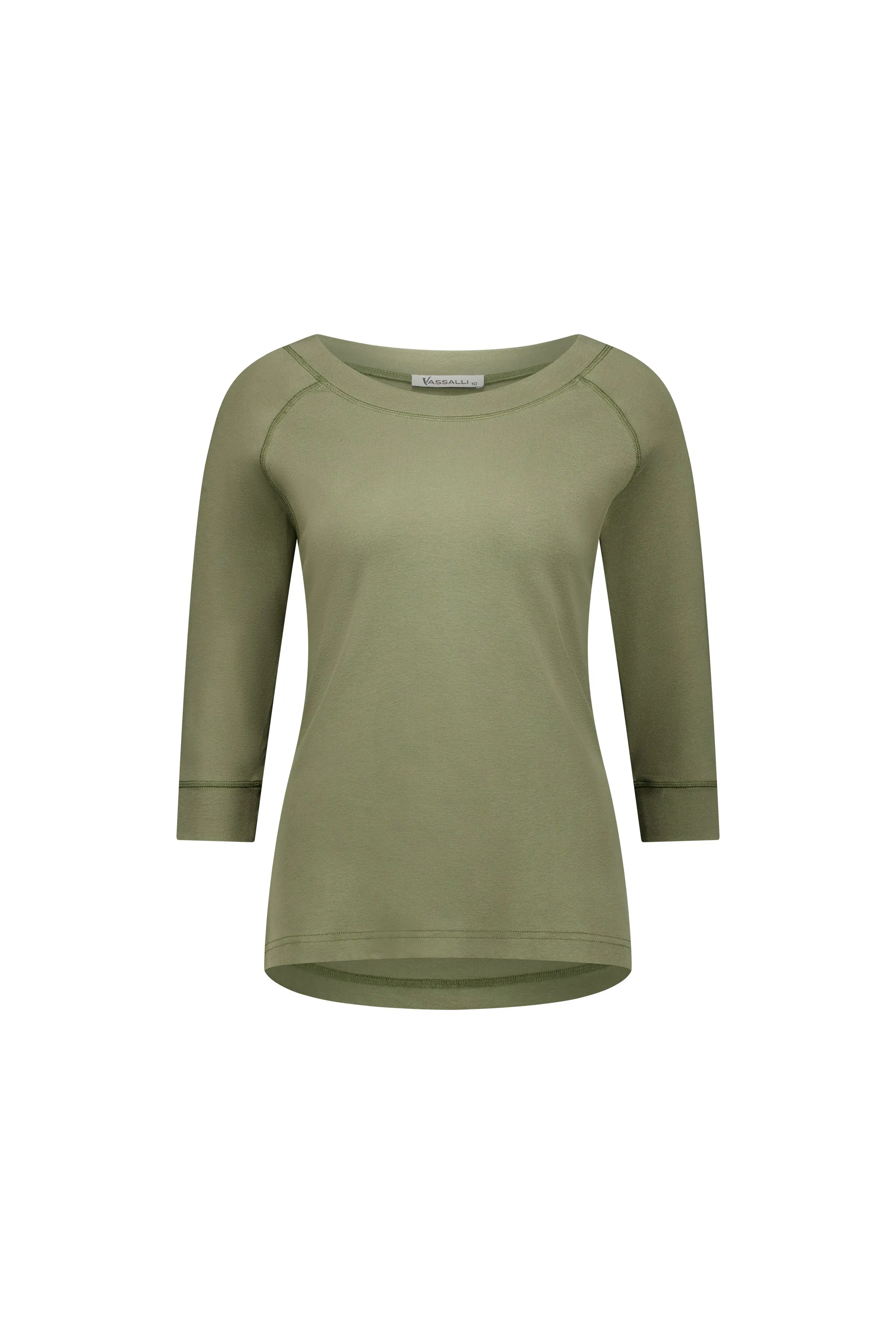 4381 Boat Neck 3/4 Sleeve Top -Olive