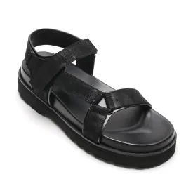 6 CM / 2.36 Inches Taller - CMR CHAMARIPA Elevator Sandals Black Leather Height Increasing Slipper Fashion Casual Slip On Elevator Shoes