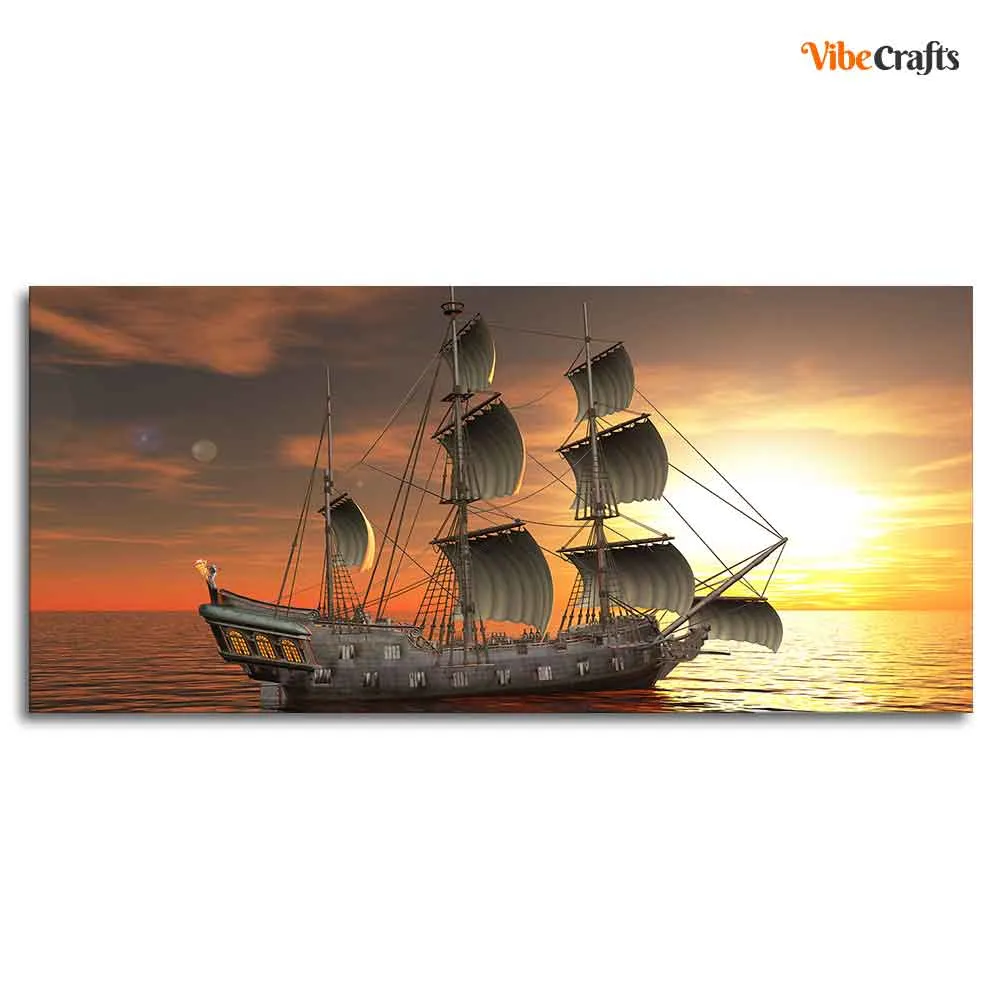 A Sailing Boat Premium Canvas Wall Painting