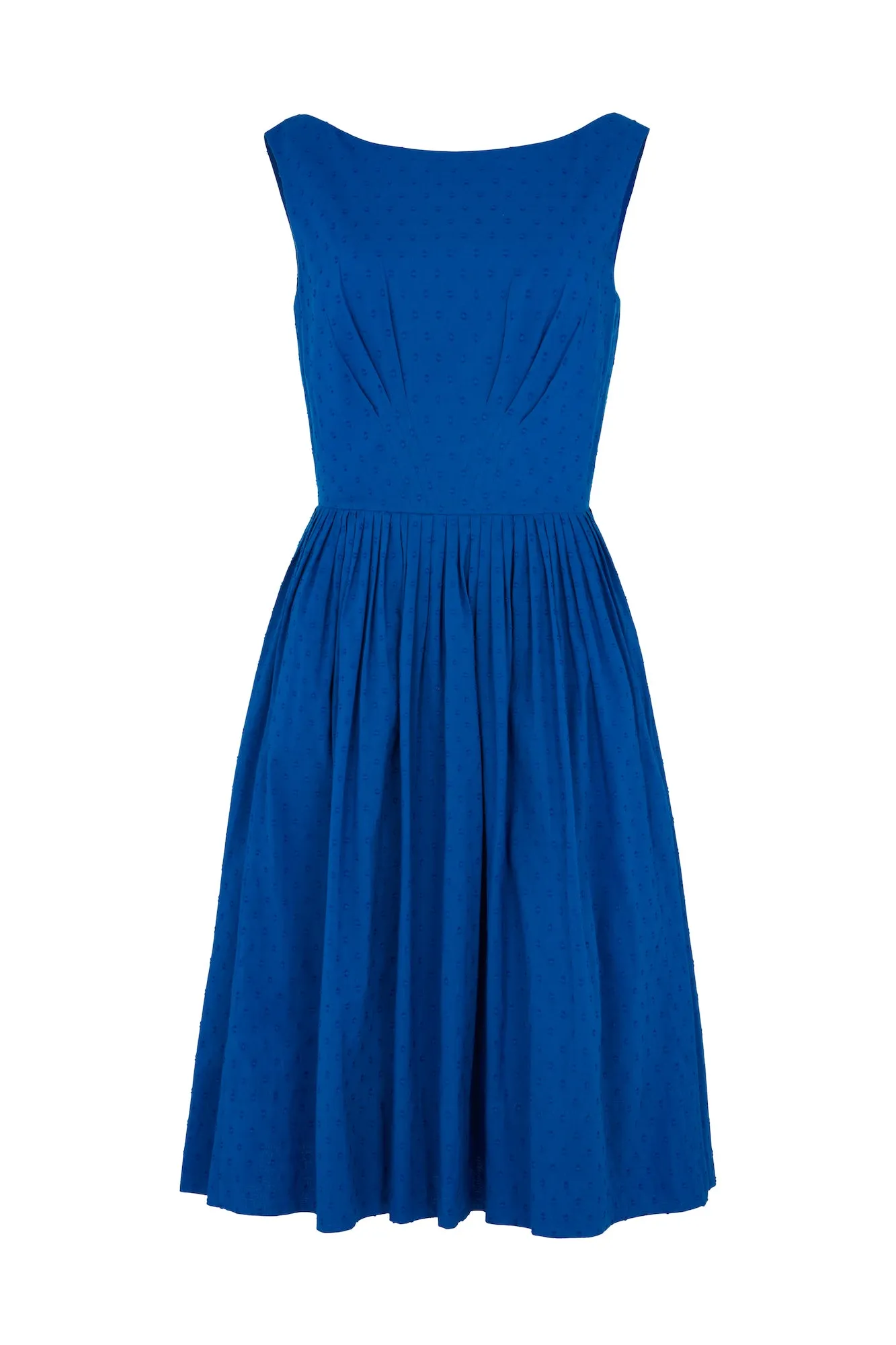 Abigail Cobalt Cotton Dobby Dress Long