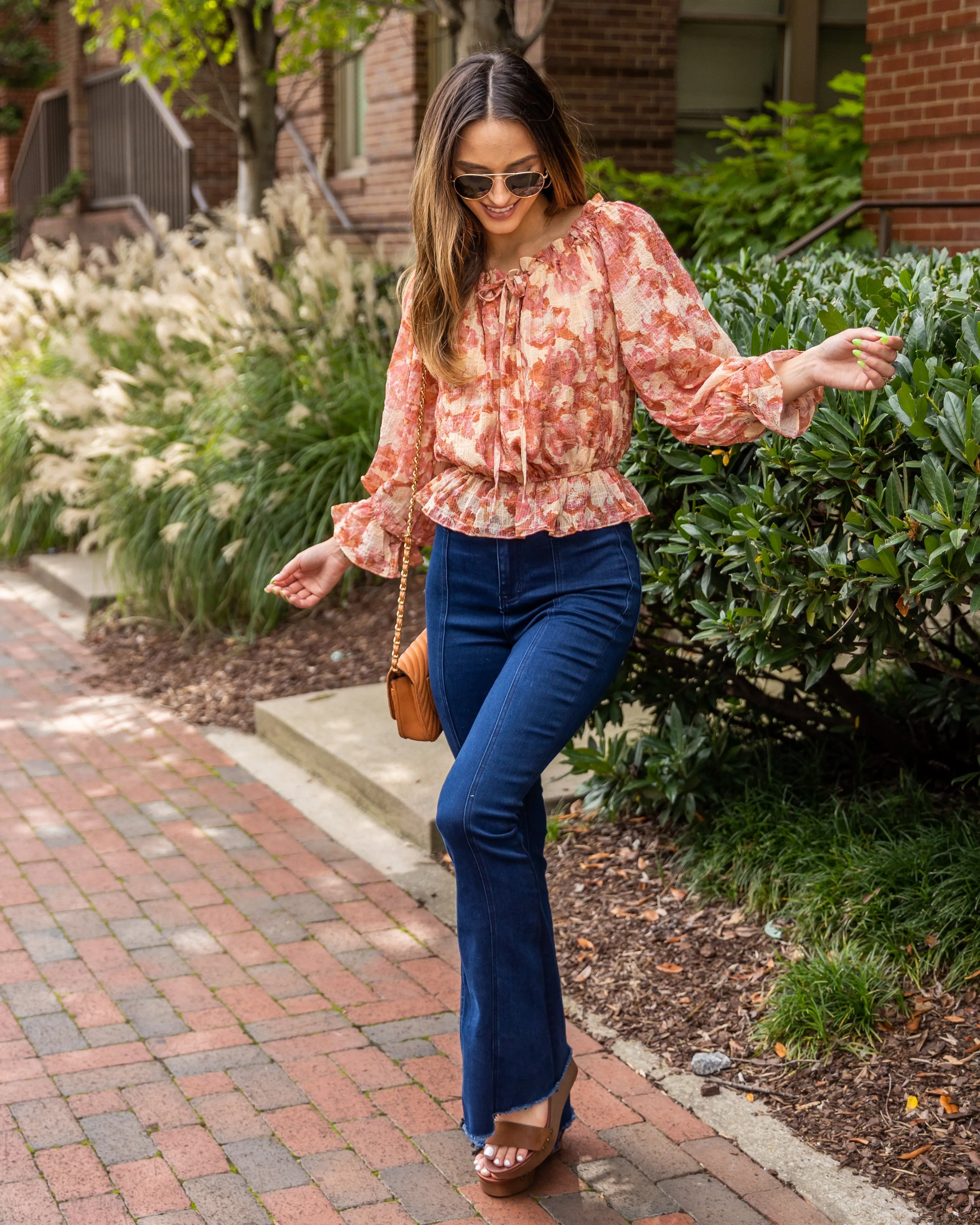 Aidan V-Neck Floral Top - Pink Multi