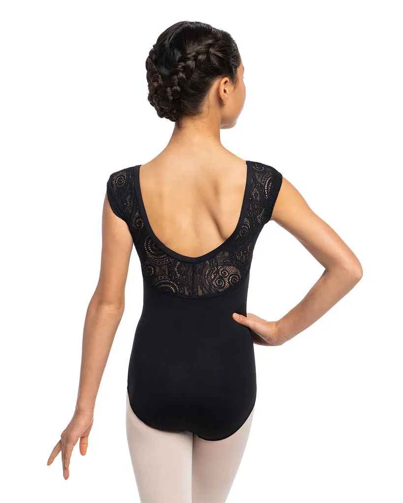 Ainsliewear Elodie with Lola Lace Boatneck Low Back Sleeveless Leotard - 166LLG Girls