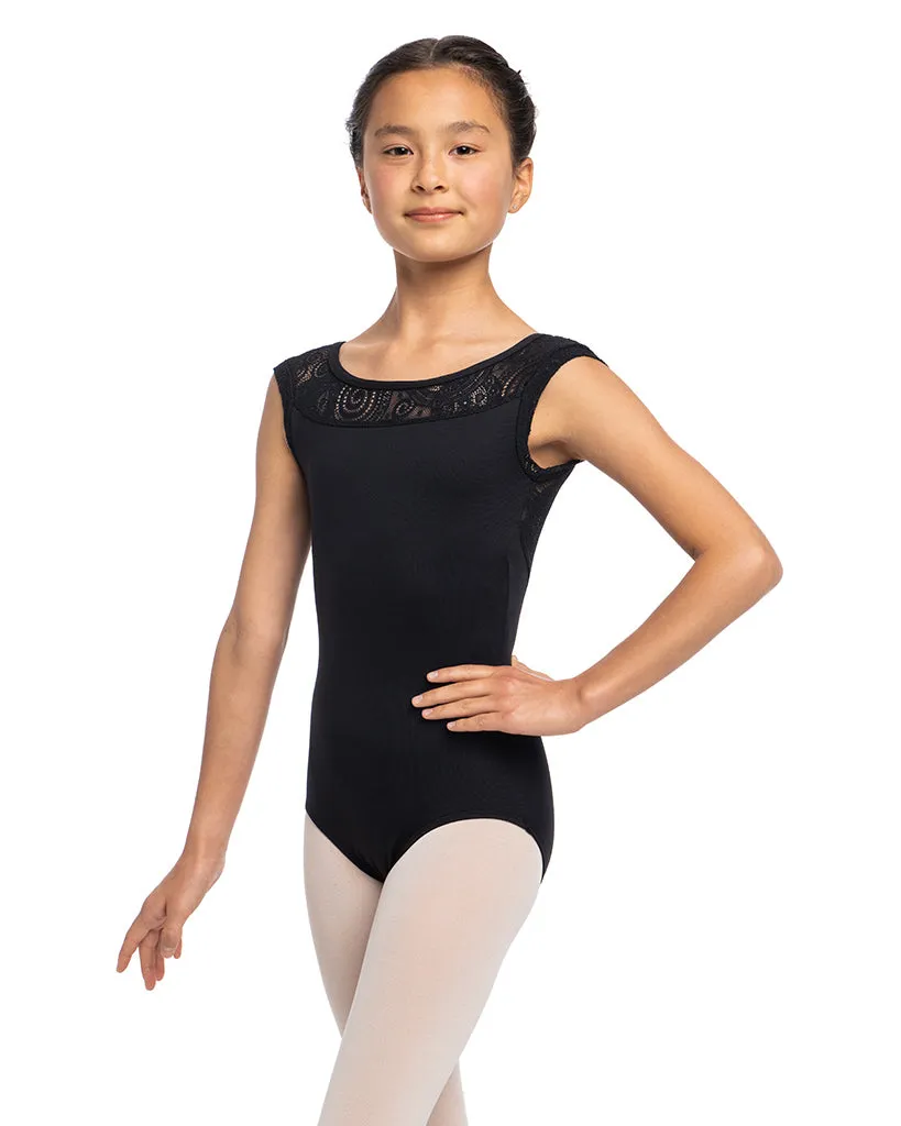 Ainsliewear Elodie with Lola Lace Boatneck Low Back Sleeveless Leotard - 166LLG Girls