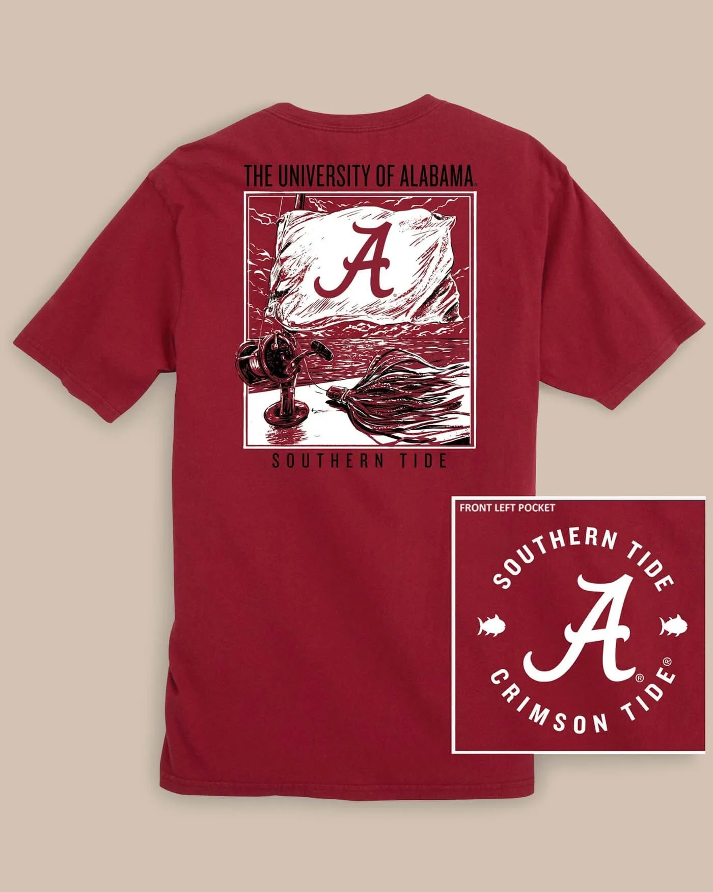 Alabama Crimson Tide Fishing Flag T-Shirt