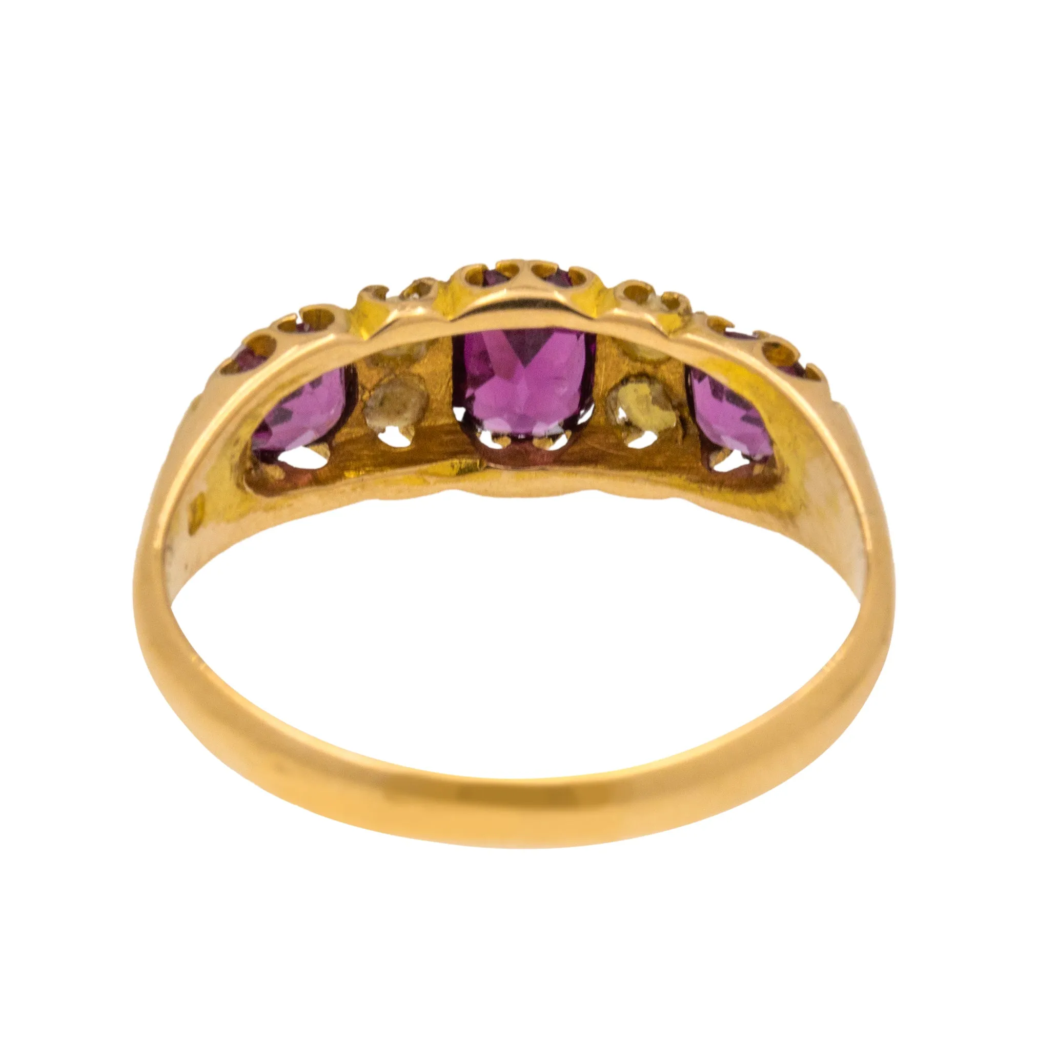 Antique 15ct Gold Garnet & Pearl Boat Ring, 0.95ct