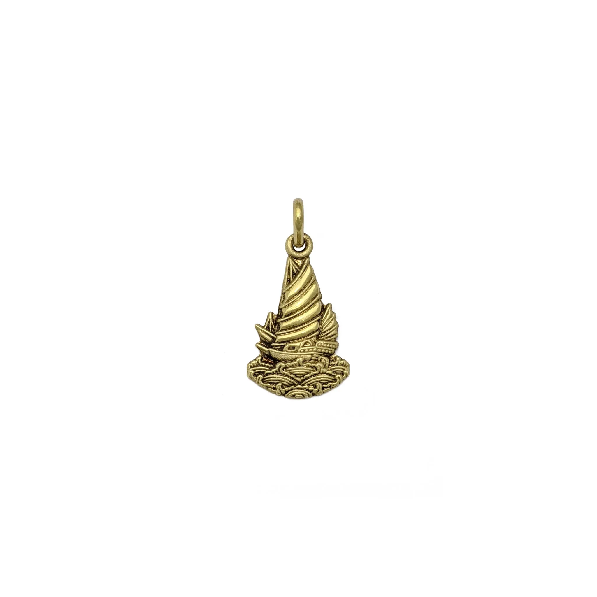 Antique Chinese Sailing Boat Pendant (14K)