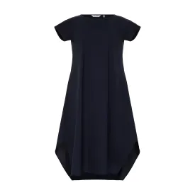 Asymmetrical Boat Neck Dress - Deep Navy