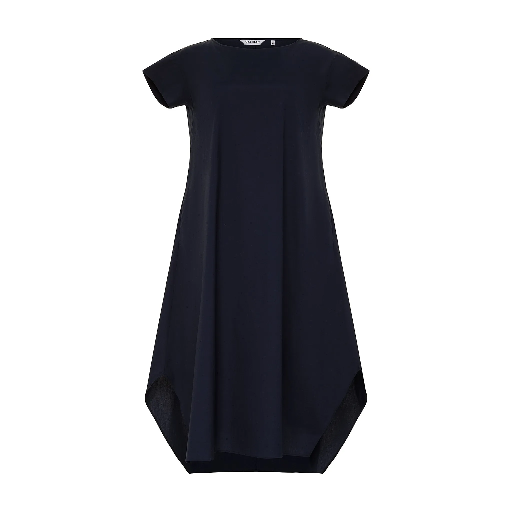 Asymmetrical Boat Neck Dress - Deep Navy