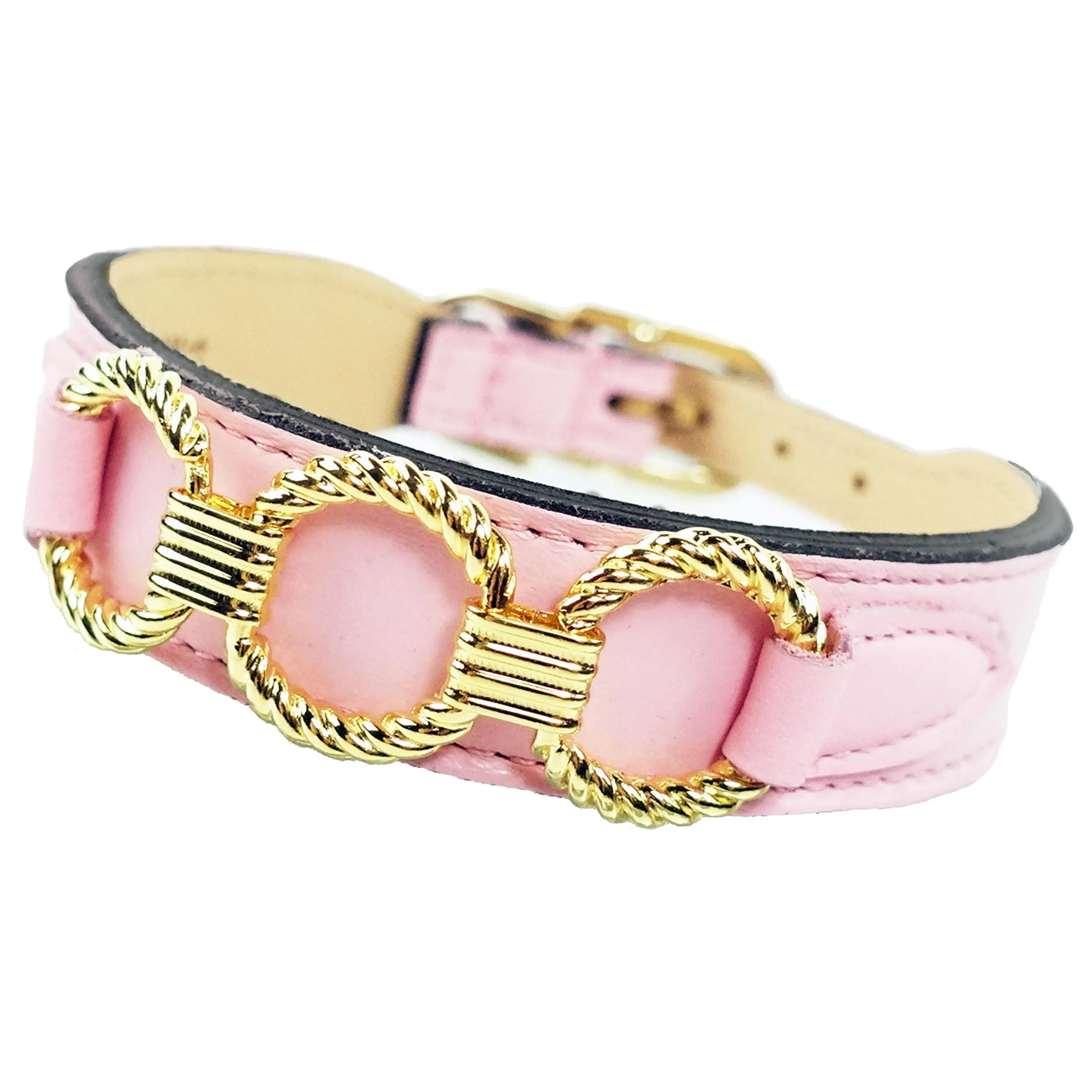 Athena Dog Collar in Sweet Pink & Gold