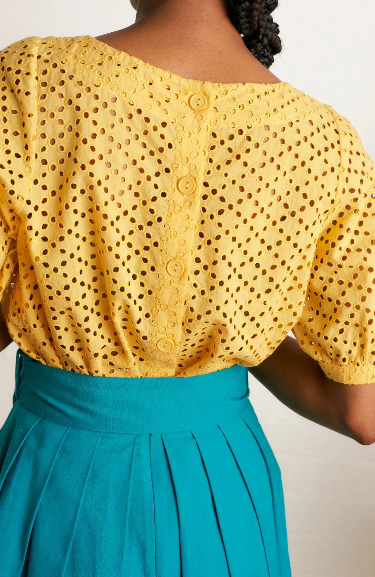 Ava Petal Broderie Sunshine Yellow Top