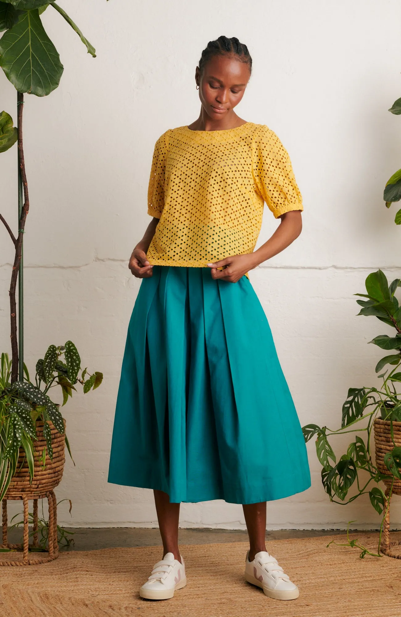 Ava Petal Broderie Sunshine Yellow Top