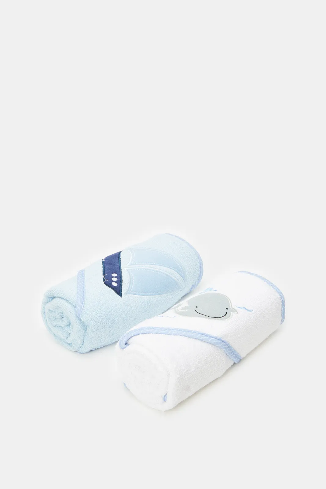 Baby Blue And White Hooded Towel (Pack of 2)