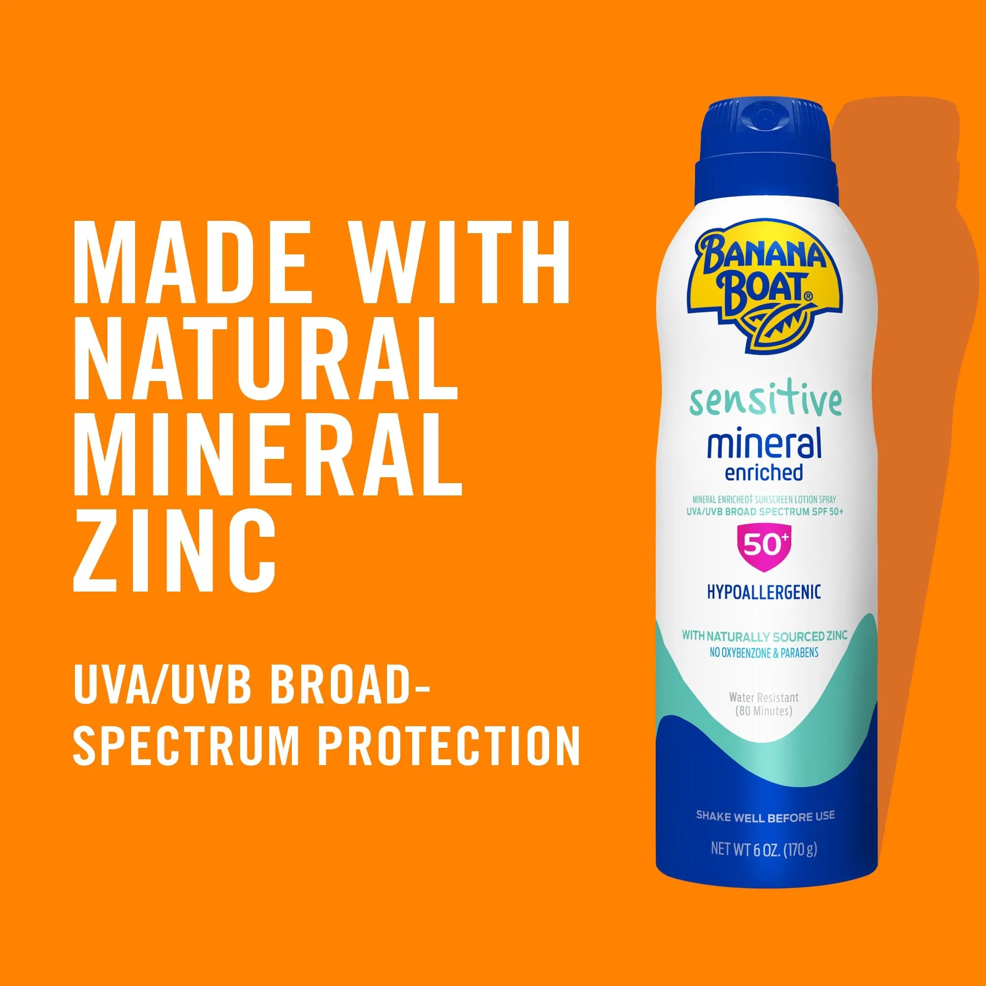 Banana Boat Sensitive Mineral Enriched Sunscreen Spray SPF 50 