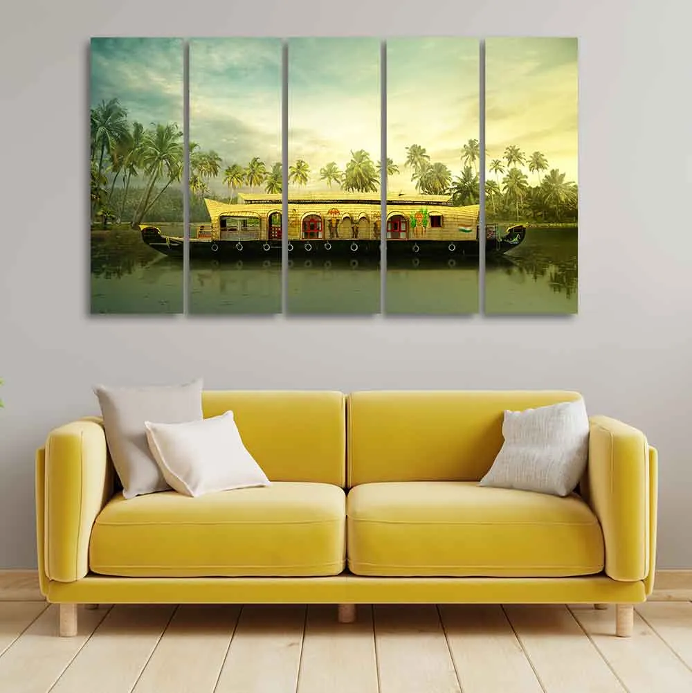 Beautiful Kerala Boat Wall Painting 5 Pieces