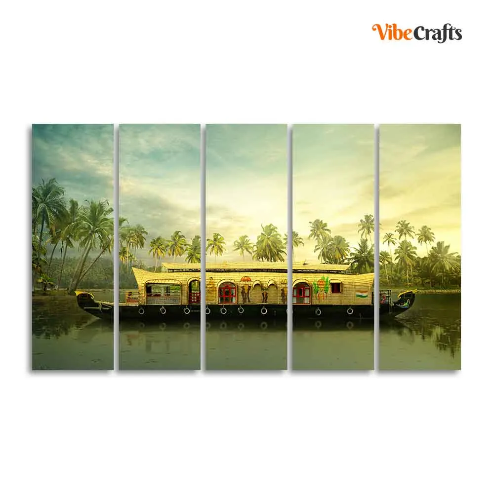 Beautiful Kerala Boat Wall Painting 5 Pieces