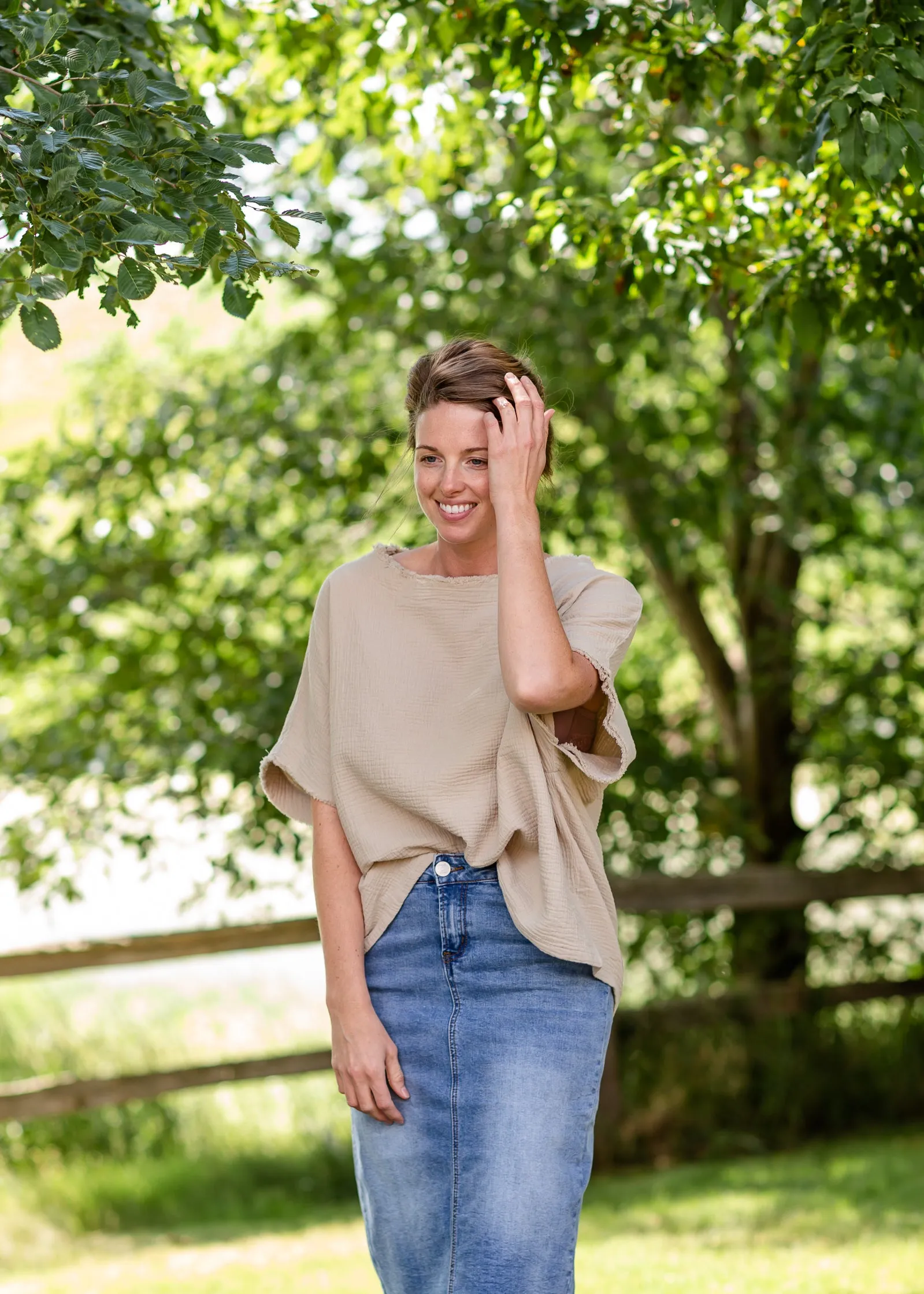 Beige Textured Boat Neck Top - FINAL SALE