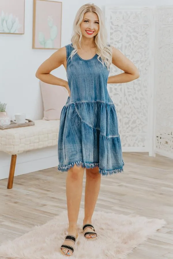 Believe In Yourself Sleeveless Dress in Denim