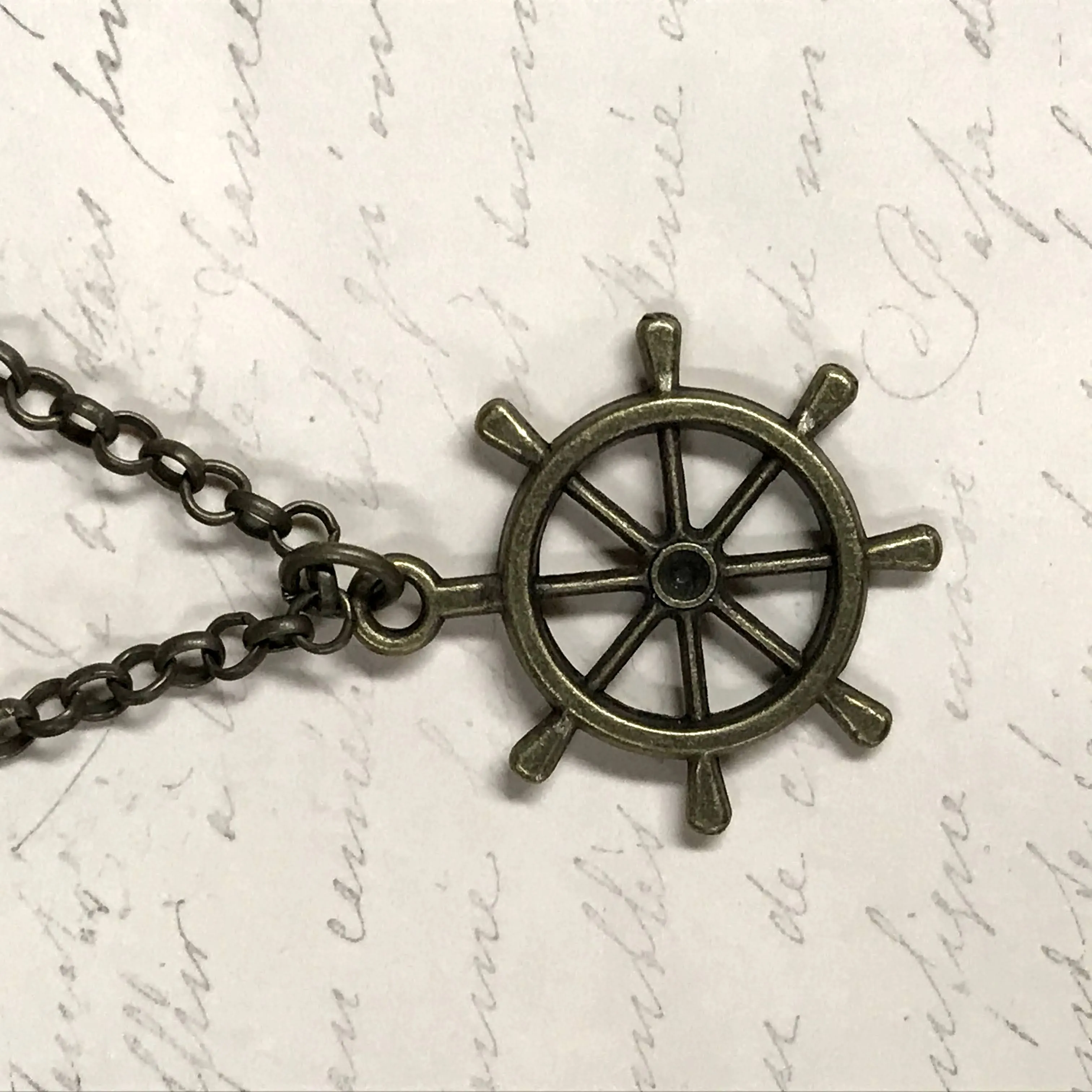 Big Boat Wheel Charm Necklace