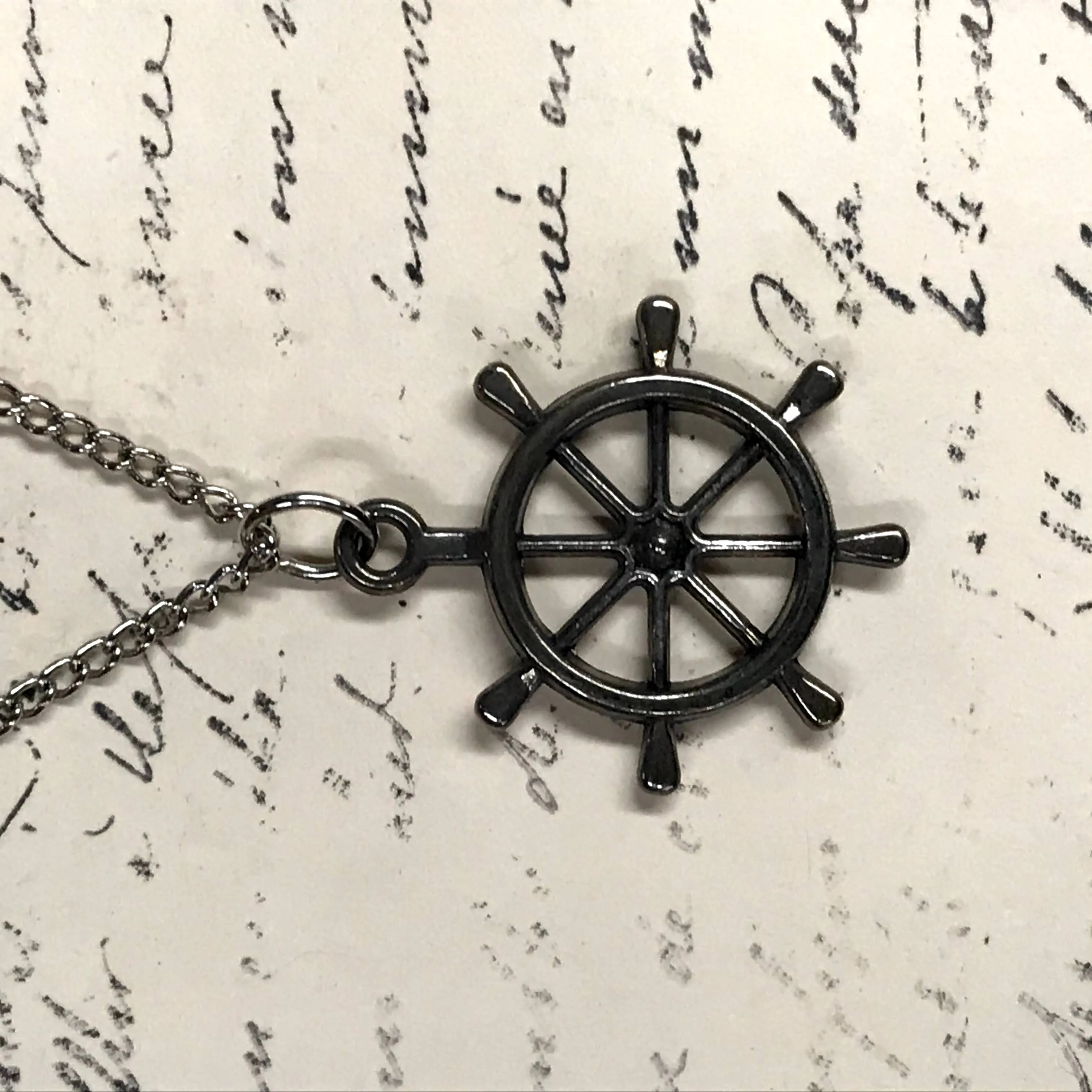 Big Boat Wheel Charm Necklace