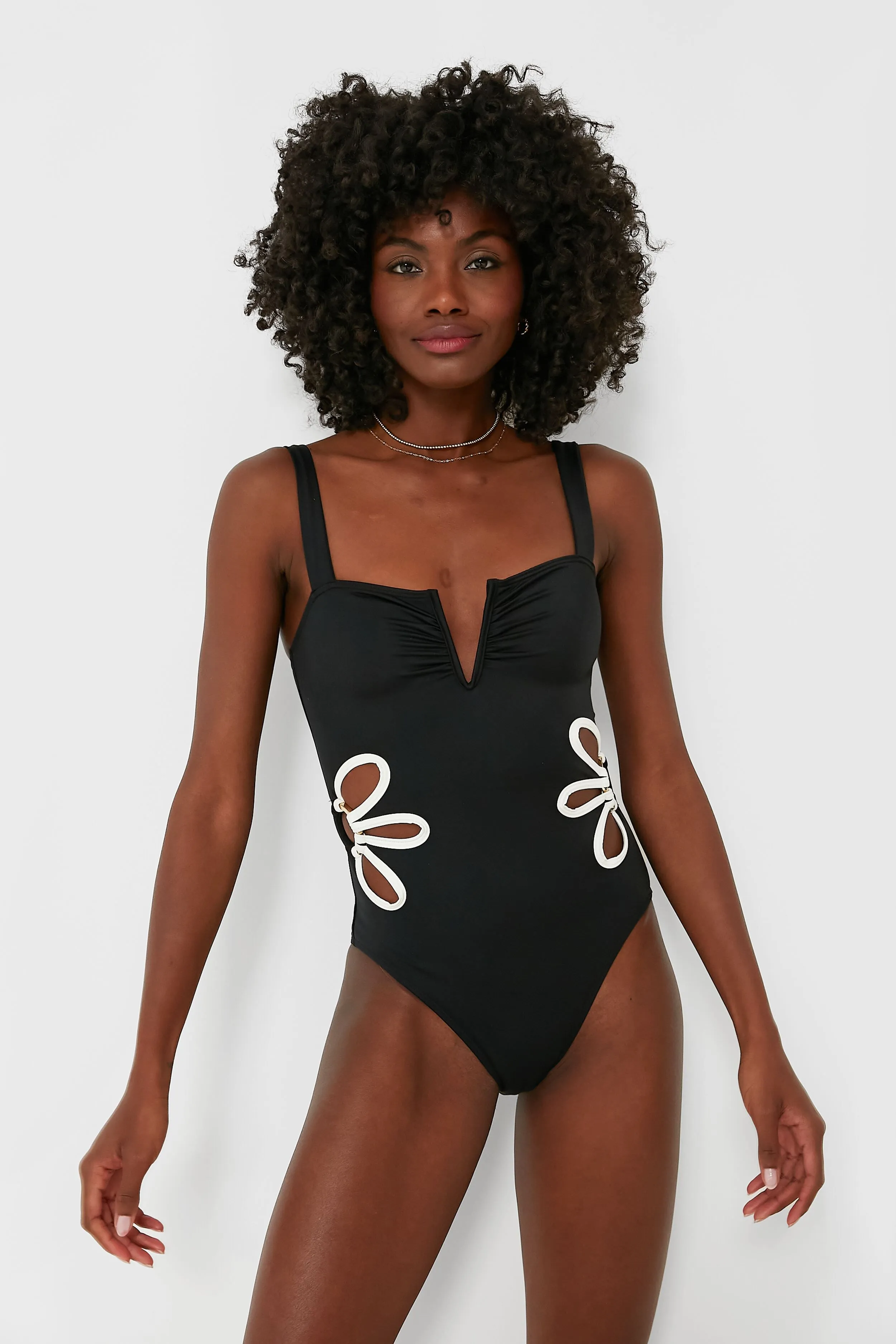 Black and Ivory Flora One Piece