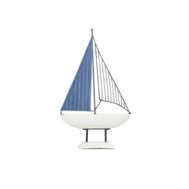 BLUE METAL NAUTICAL SAIL BOAT SCULPTURE