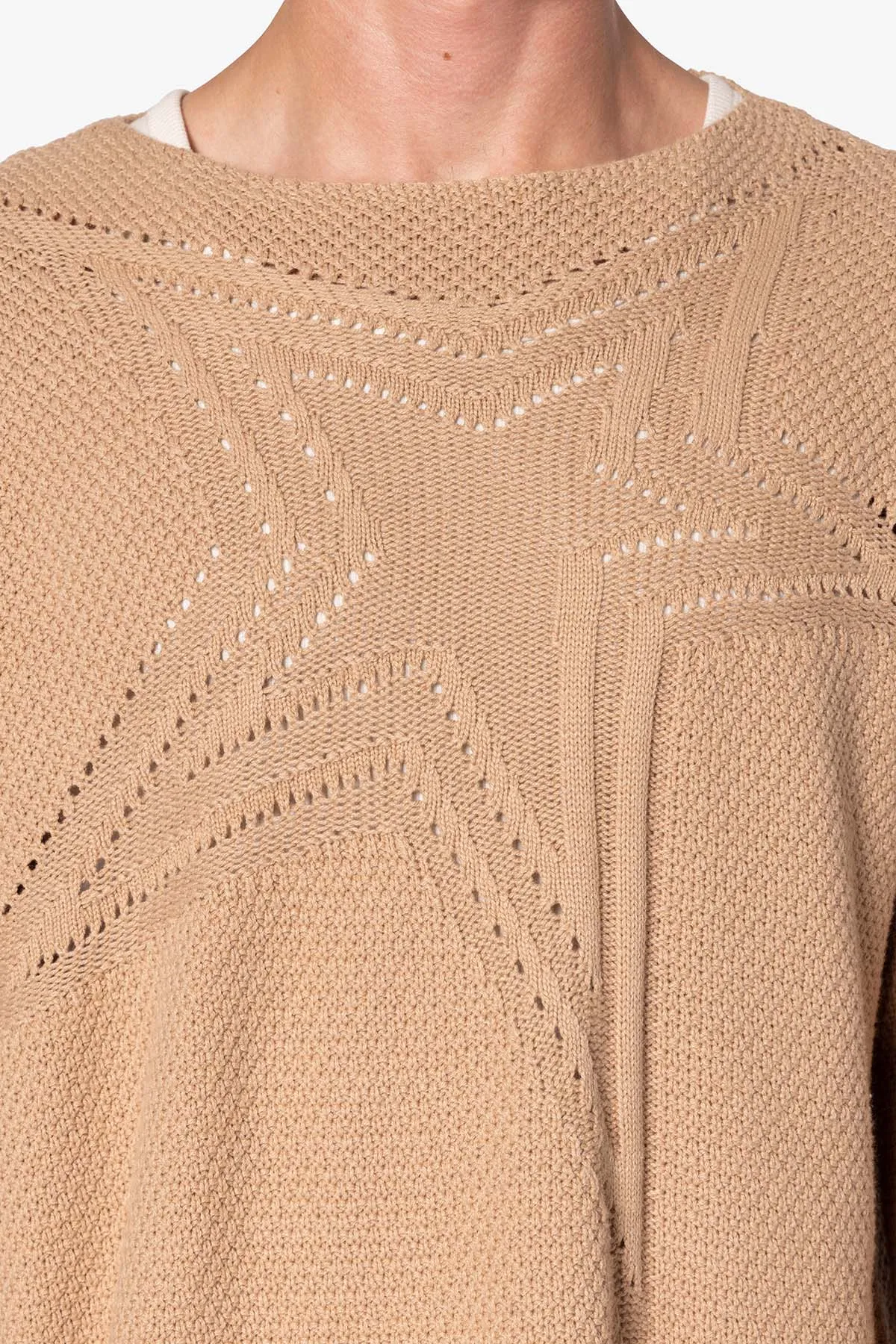 Boat Neck Star Sweater - Tan