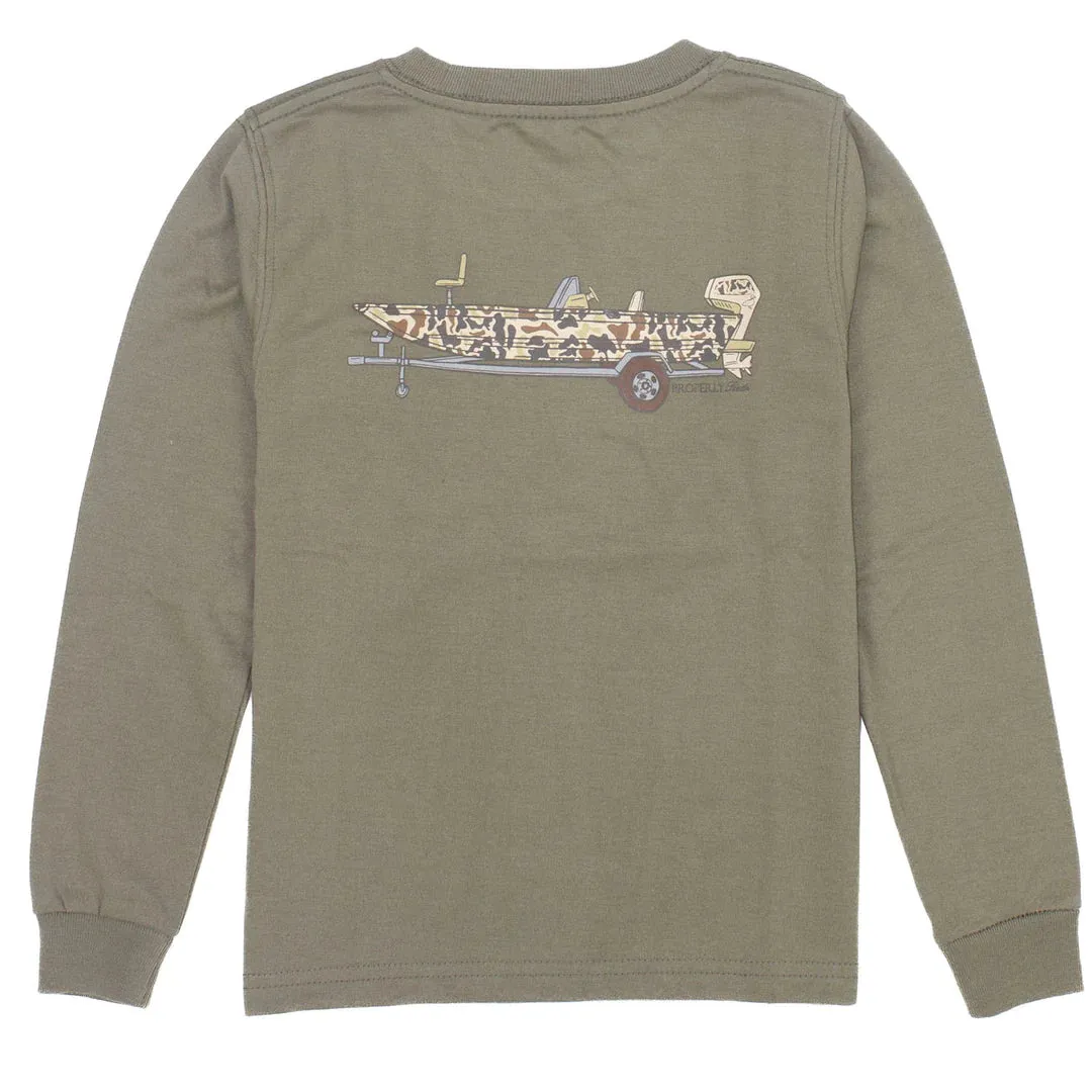 Boys Camo Boat LS Tan