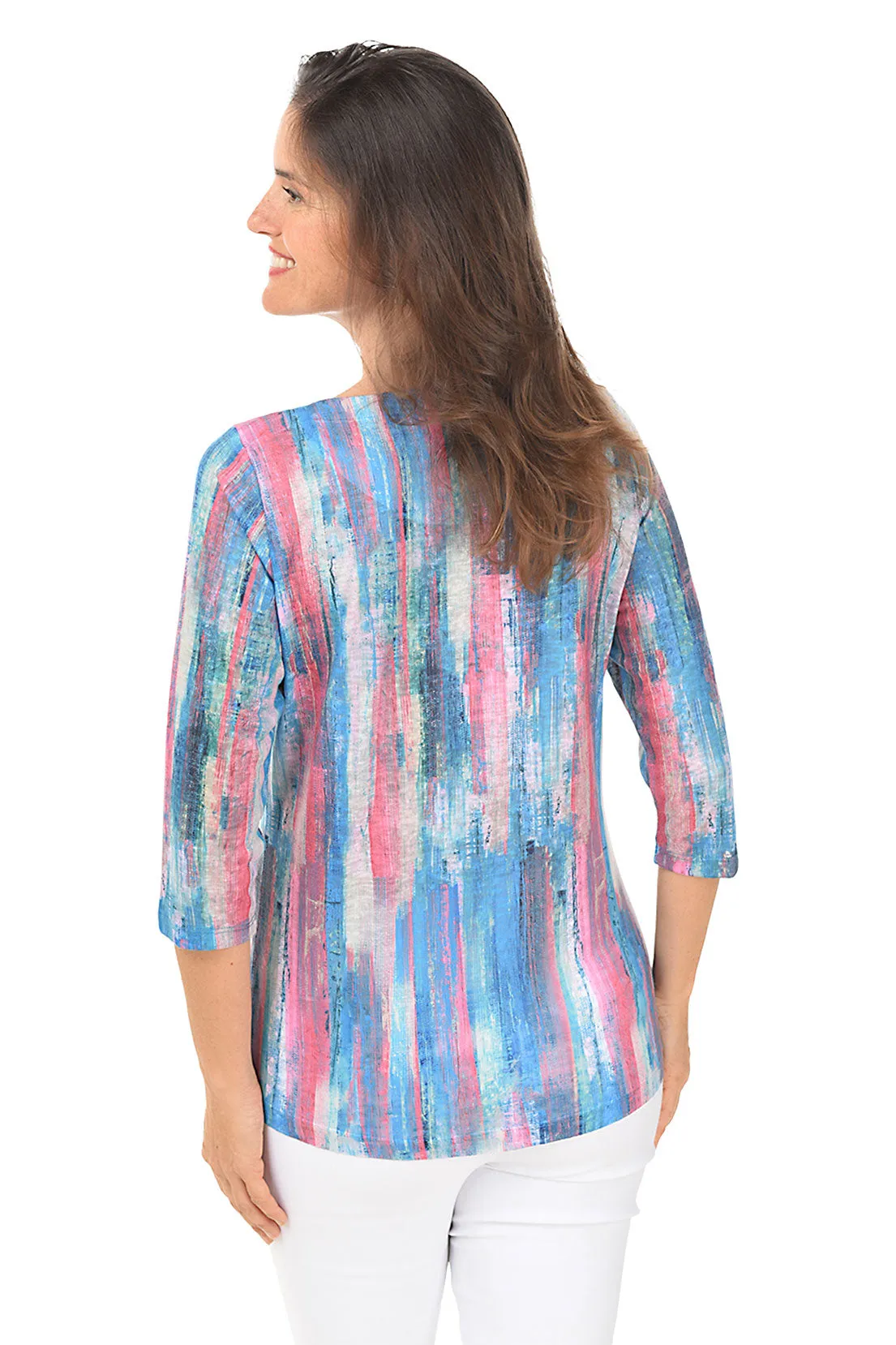 Brushstroke Striped Boatneck Knit Top