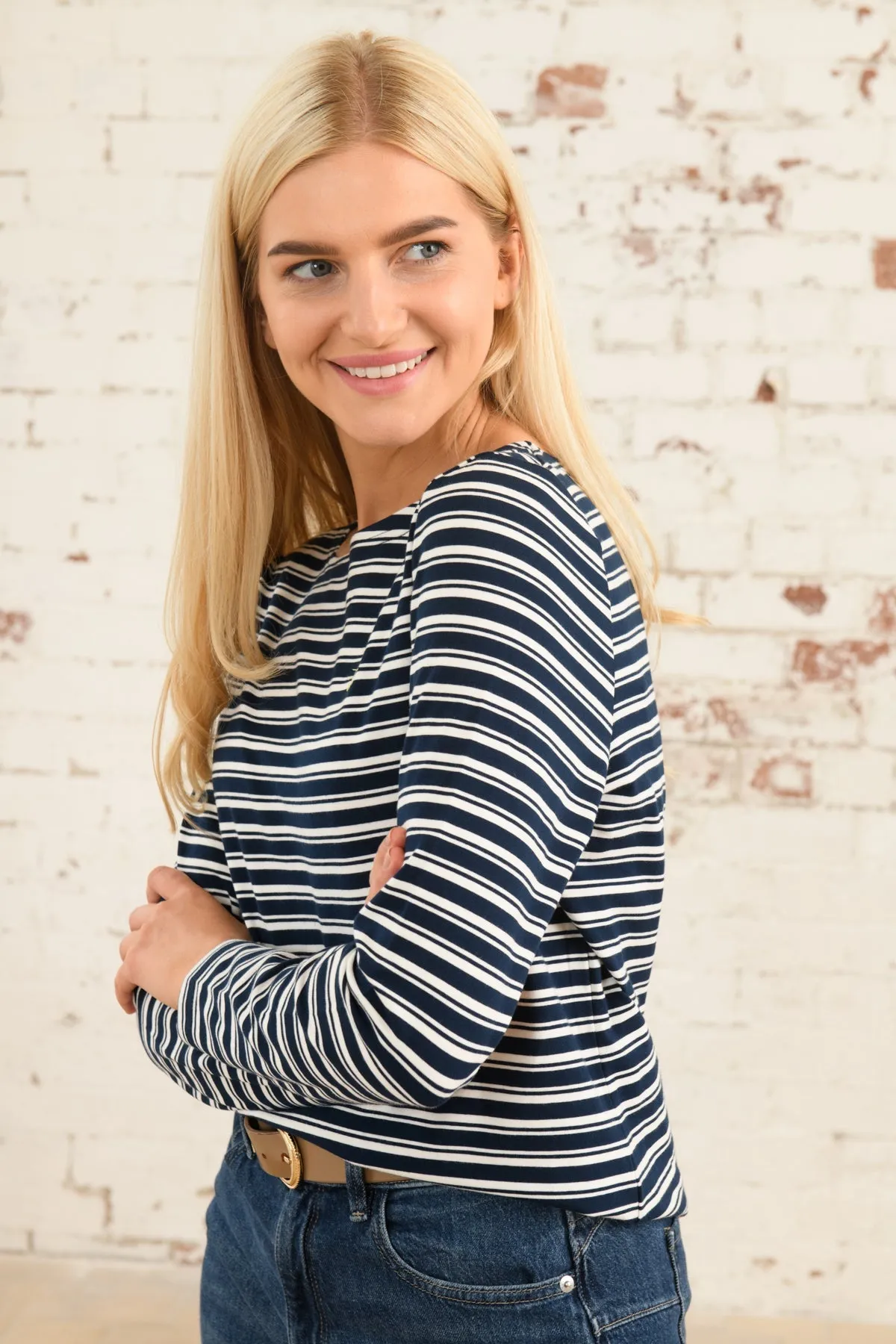 Causeway Breton Top - Navy Stripe