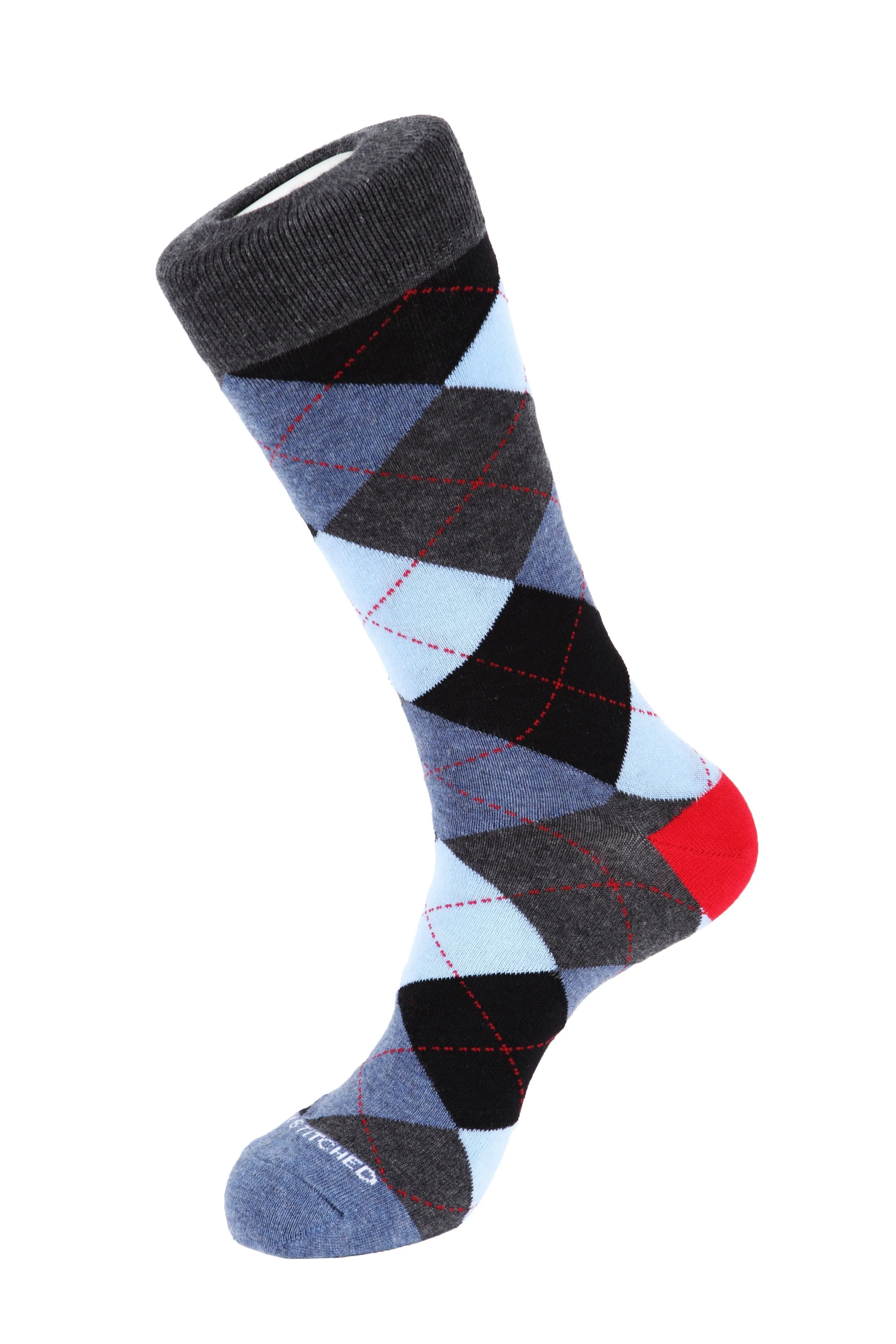 Cherry Blue Argyle Sock