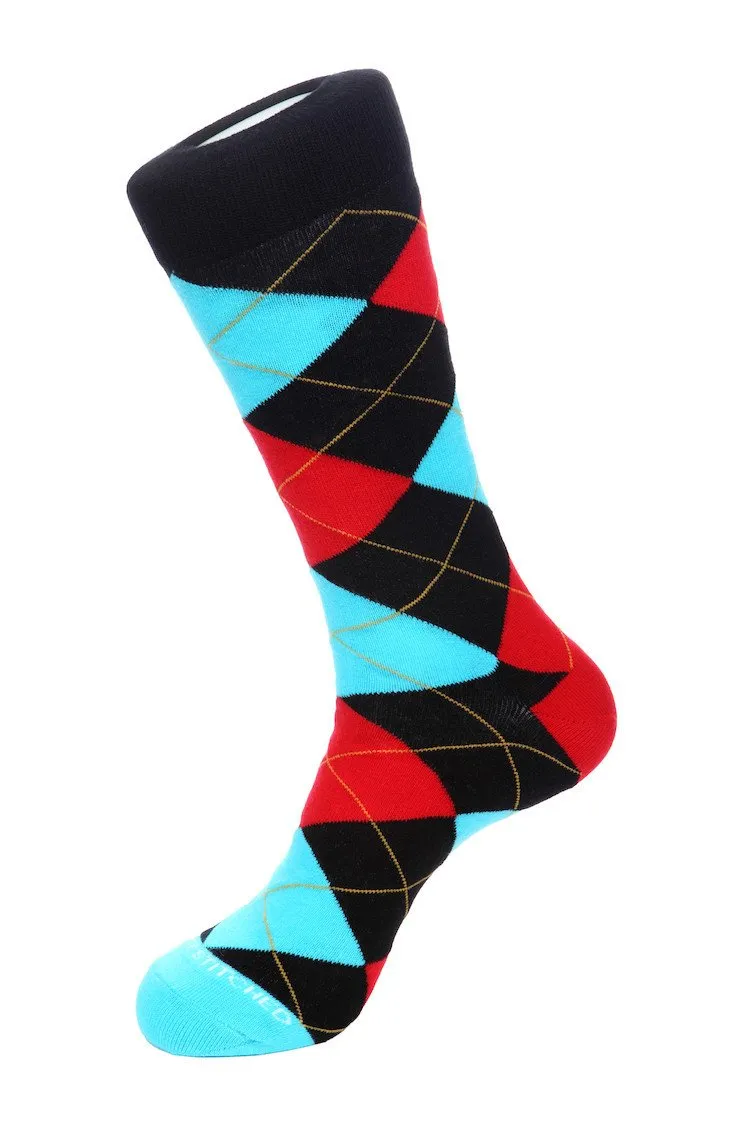 Cherry Blue Argyle Sock