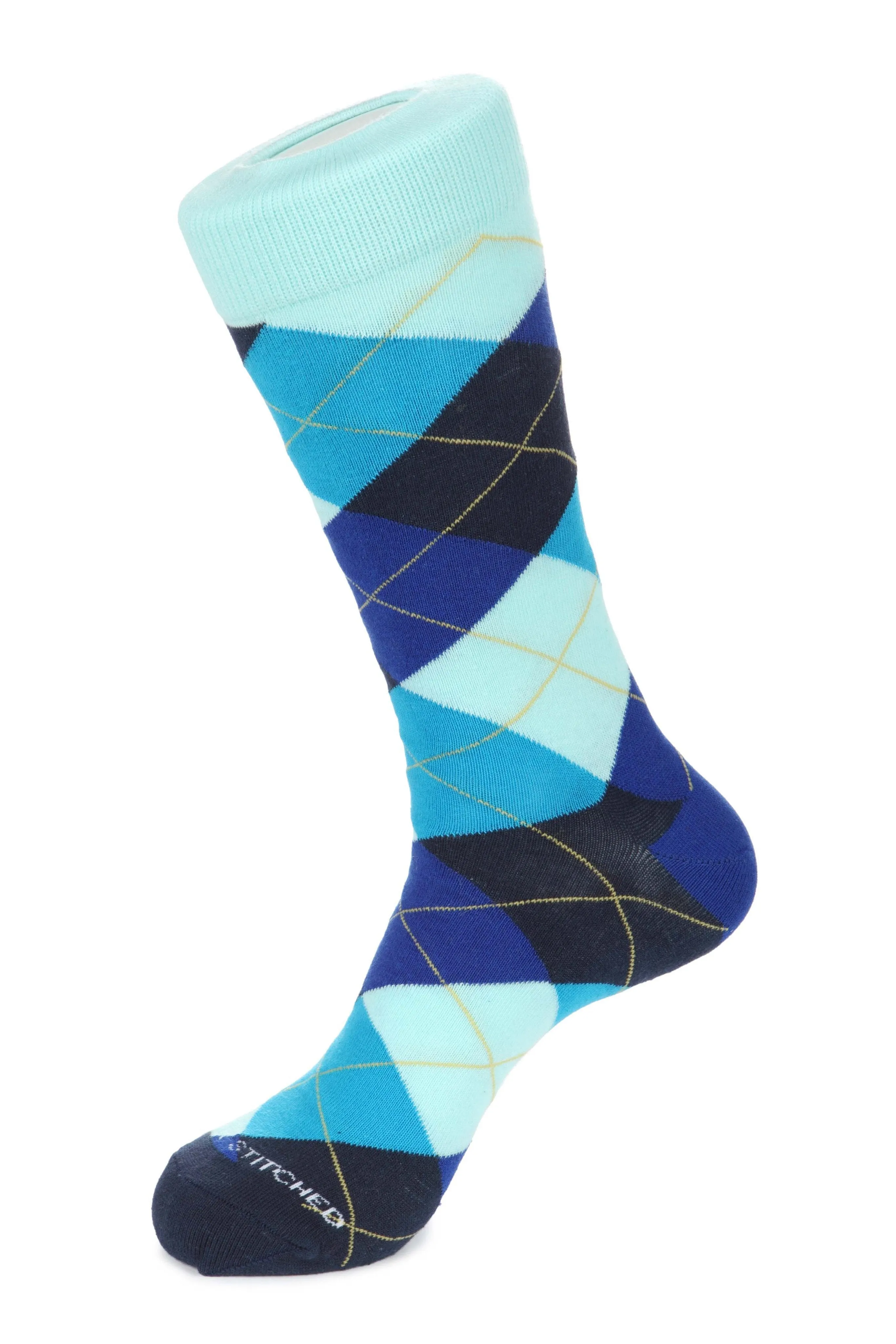 Cherry Blue Argyle Sock