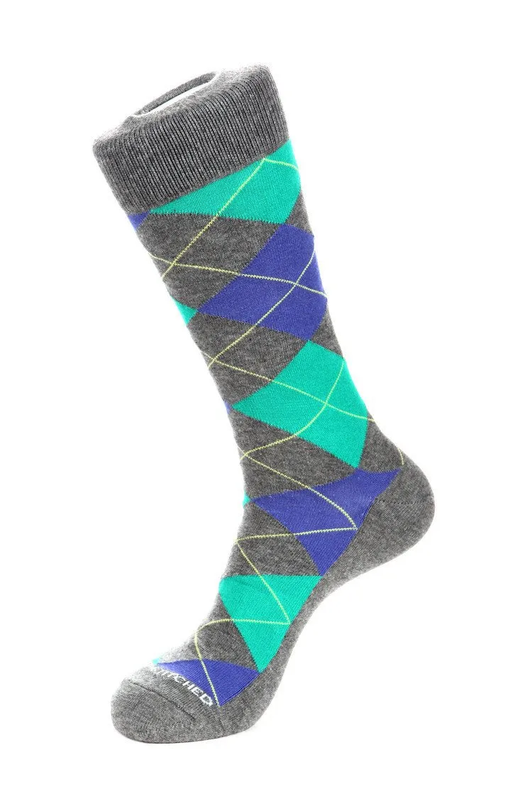 Cherry Blue Argyle Sock