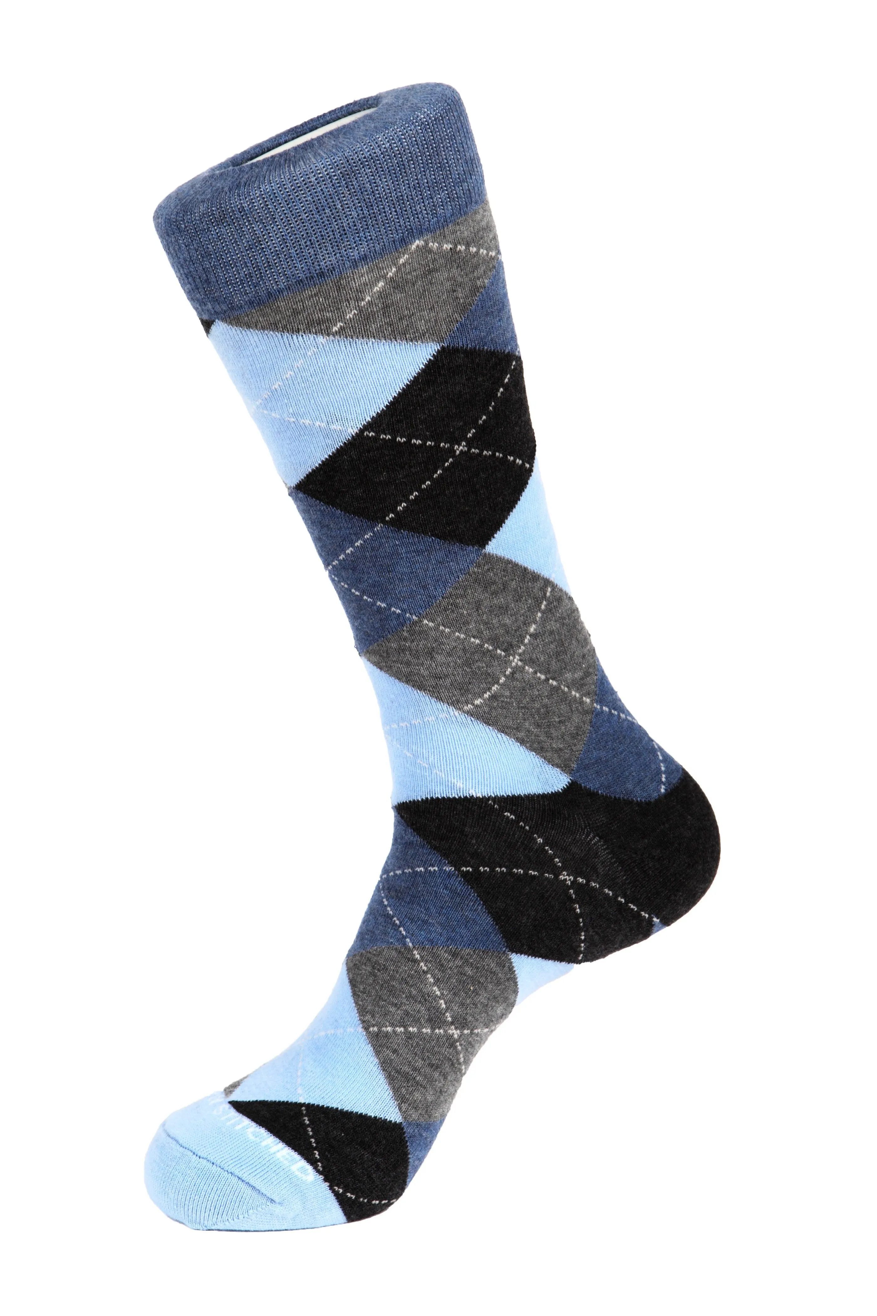 Cherry Blue Argyle Sock