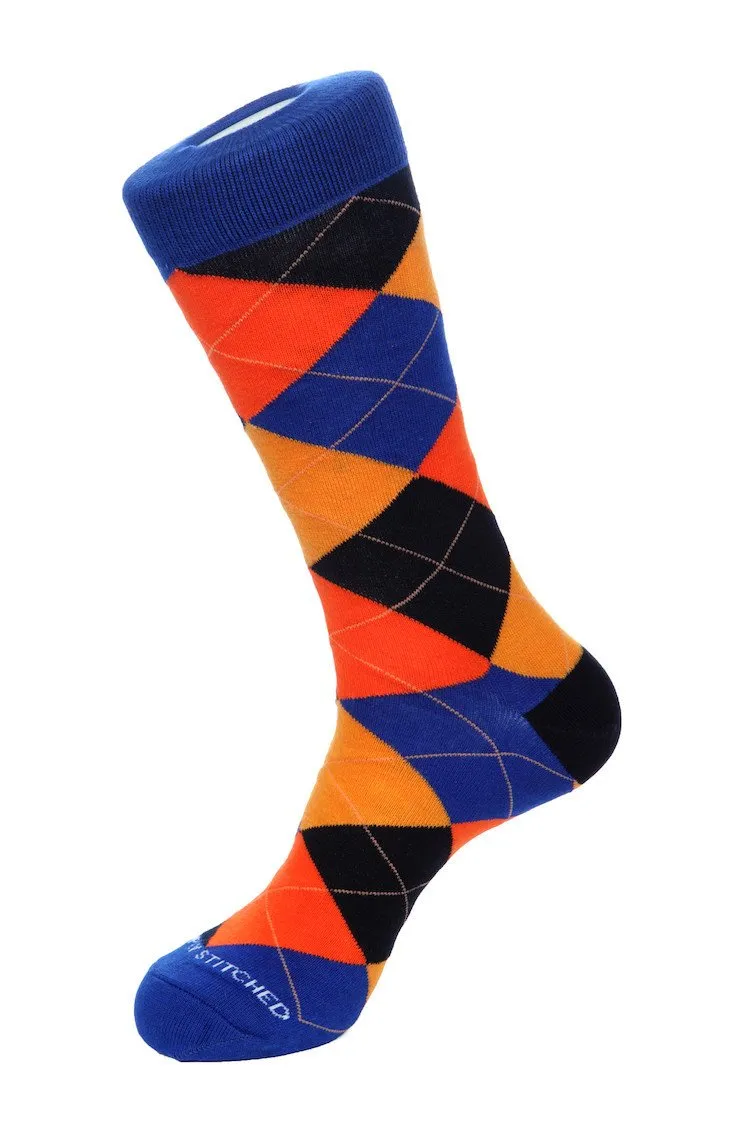 Cherry Blue Argyle Sock