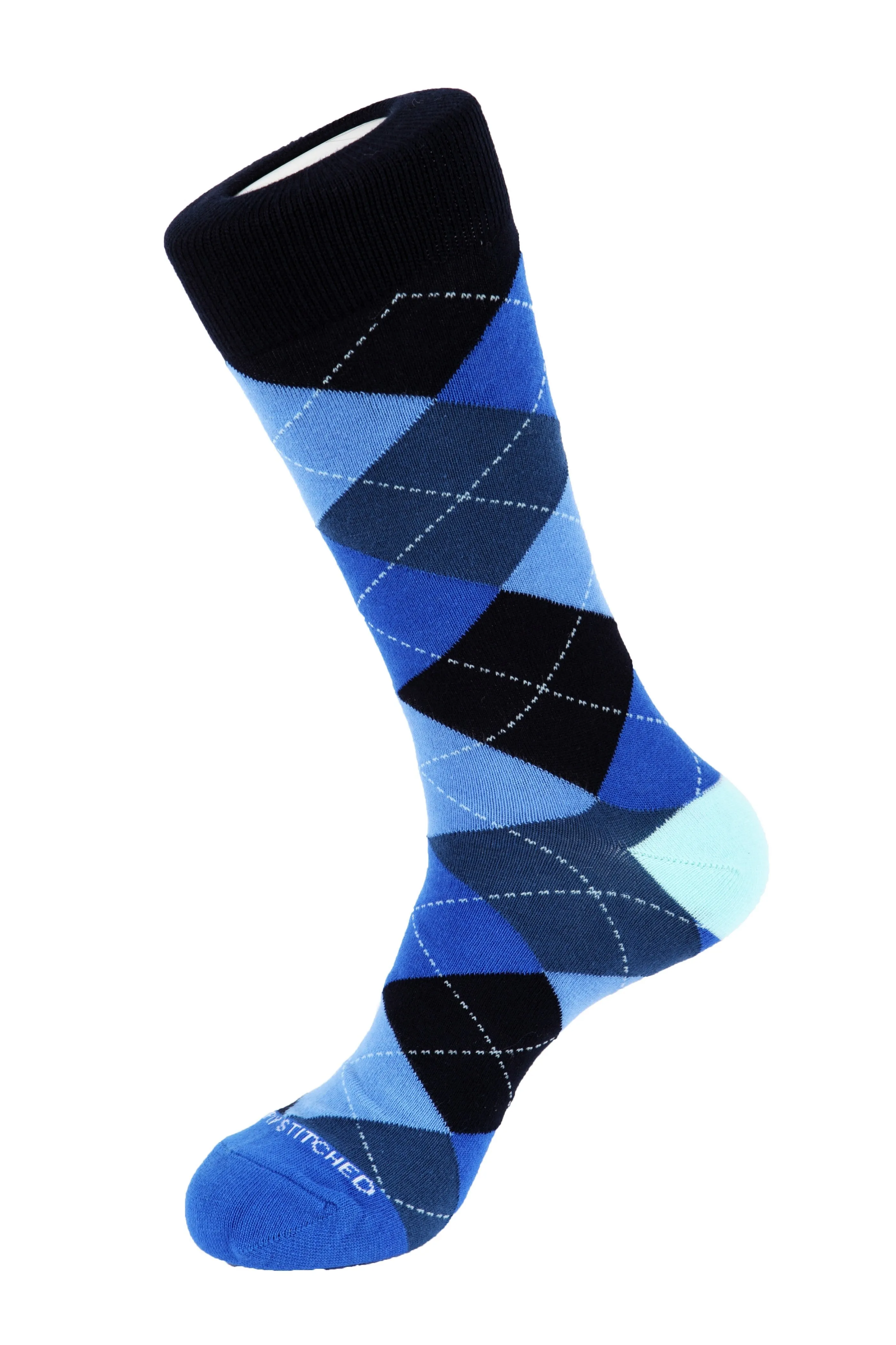 Cherry Blue Argyle Sock