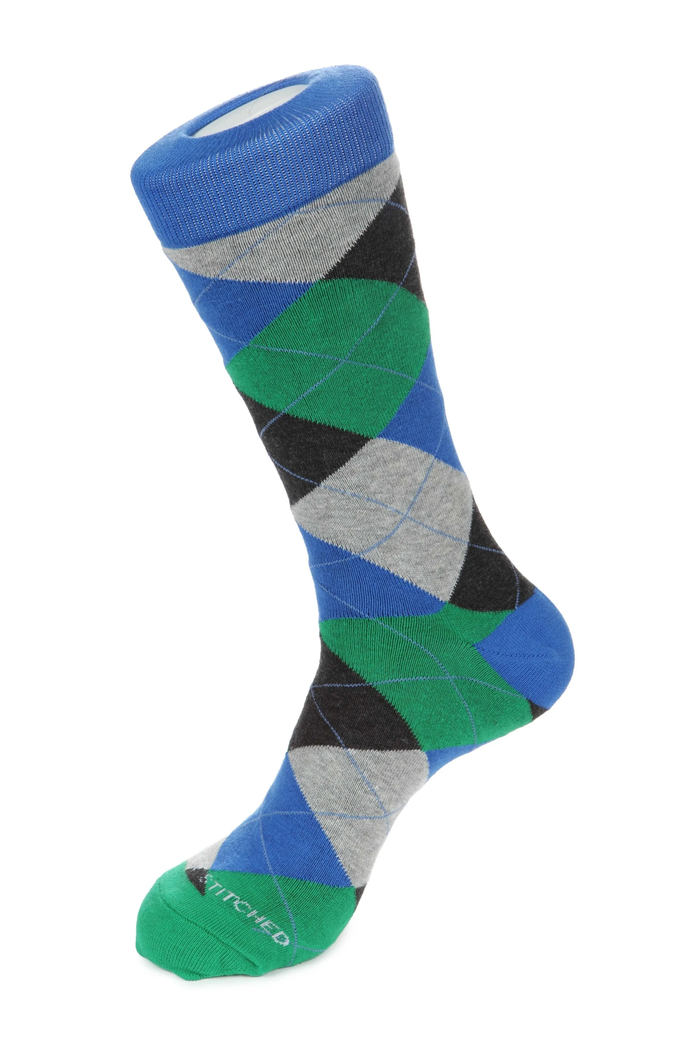 Cherry Blue Argyle Sock