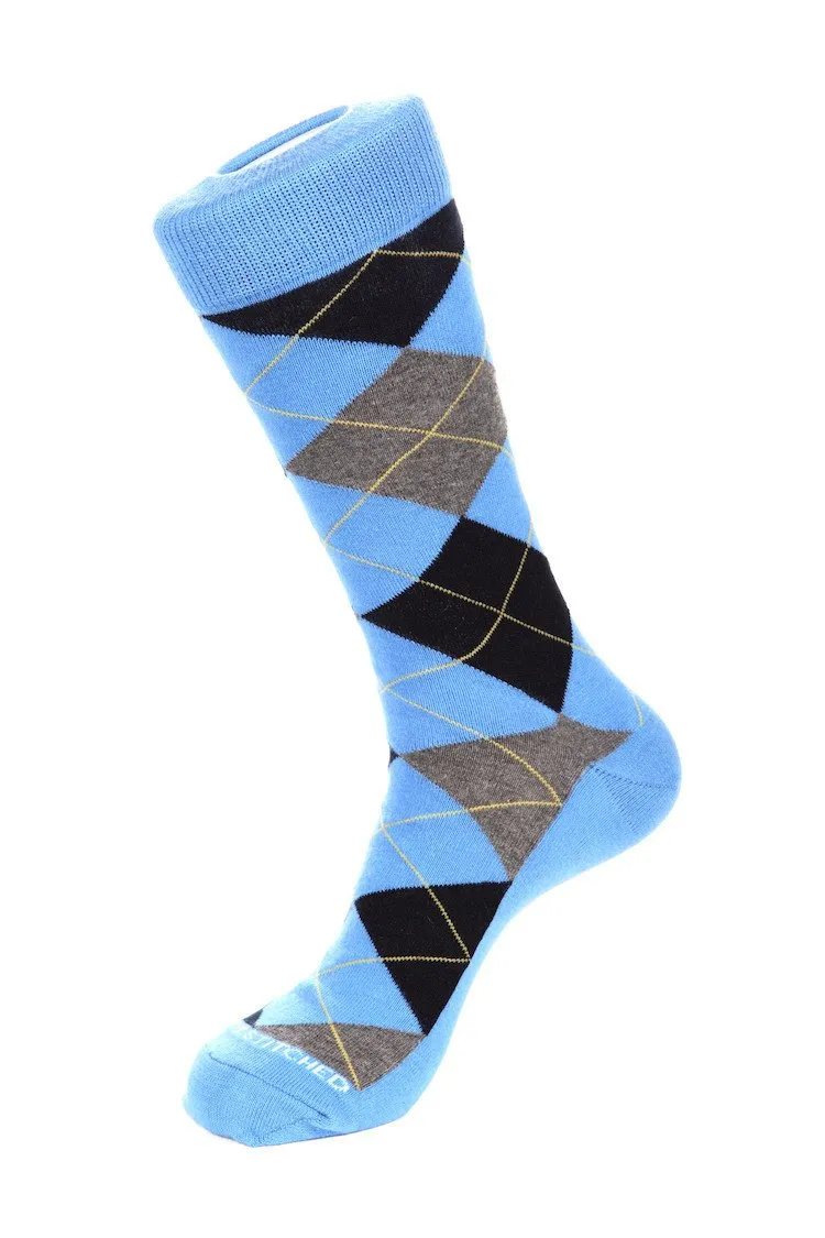 Cherry Blue Argyle Sock