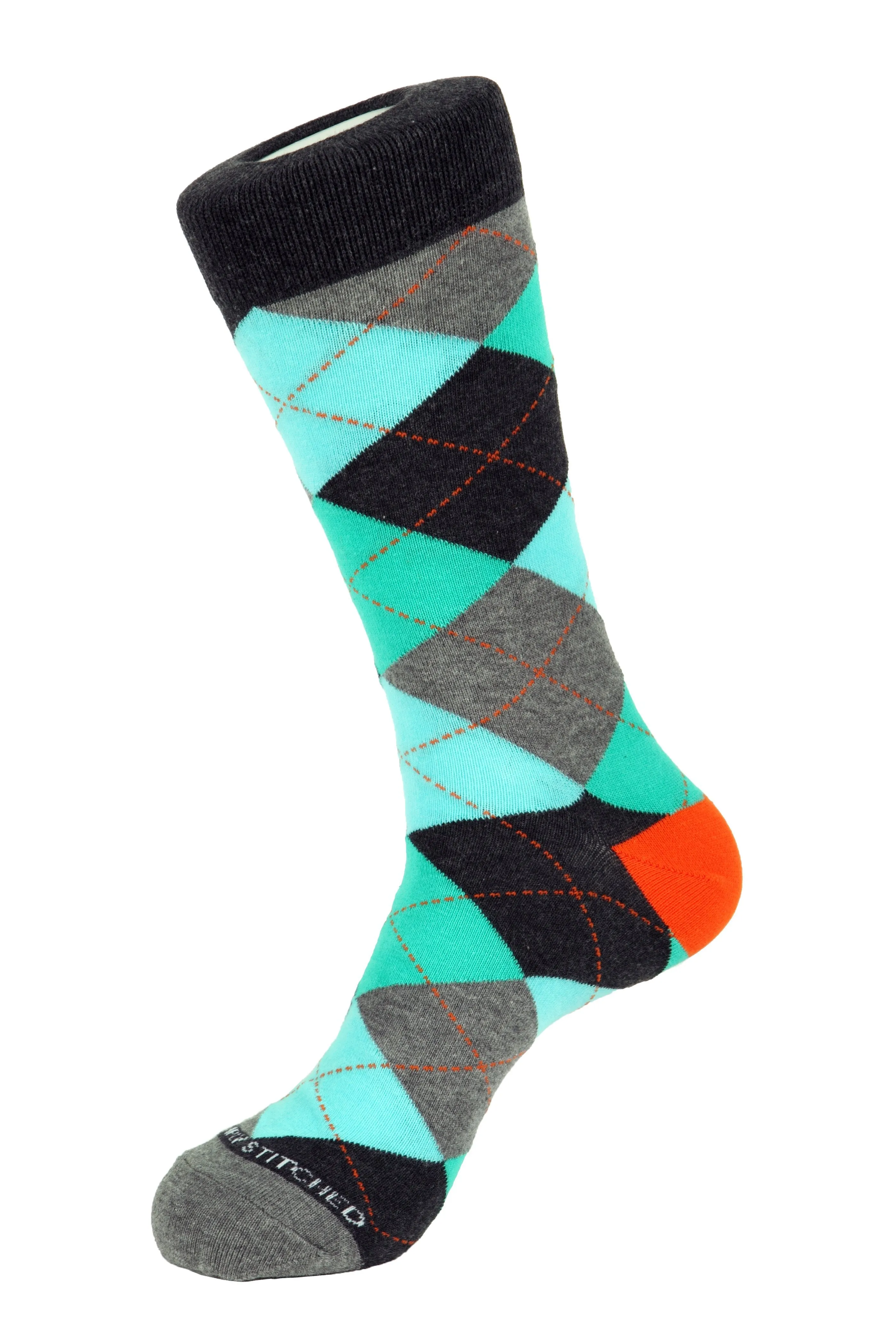 Cherry Blue Argyle Sock