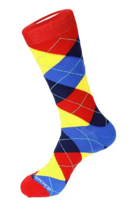 Cherry Blue Argyle Sock