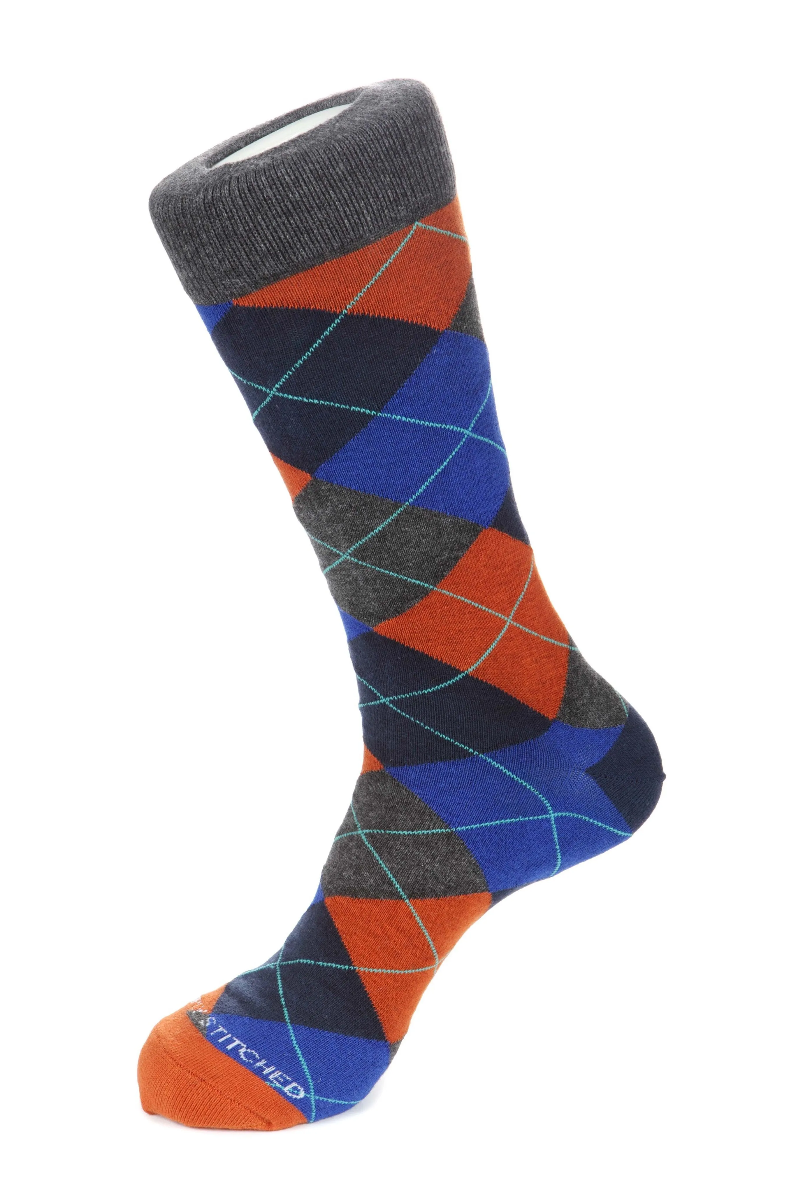 Cherry Blue Argyle Sock