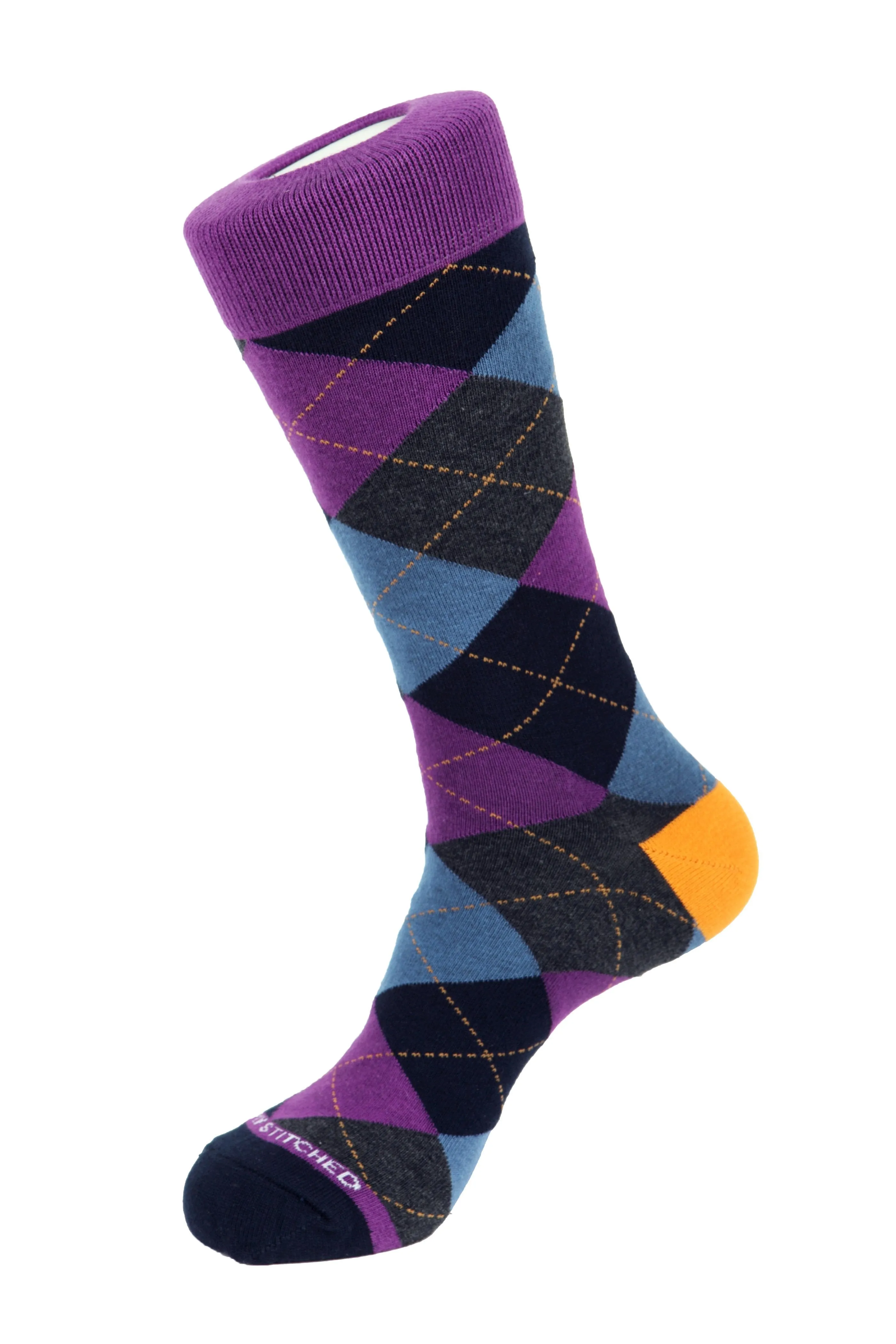 Cherry Blue Argyle Sock