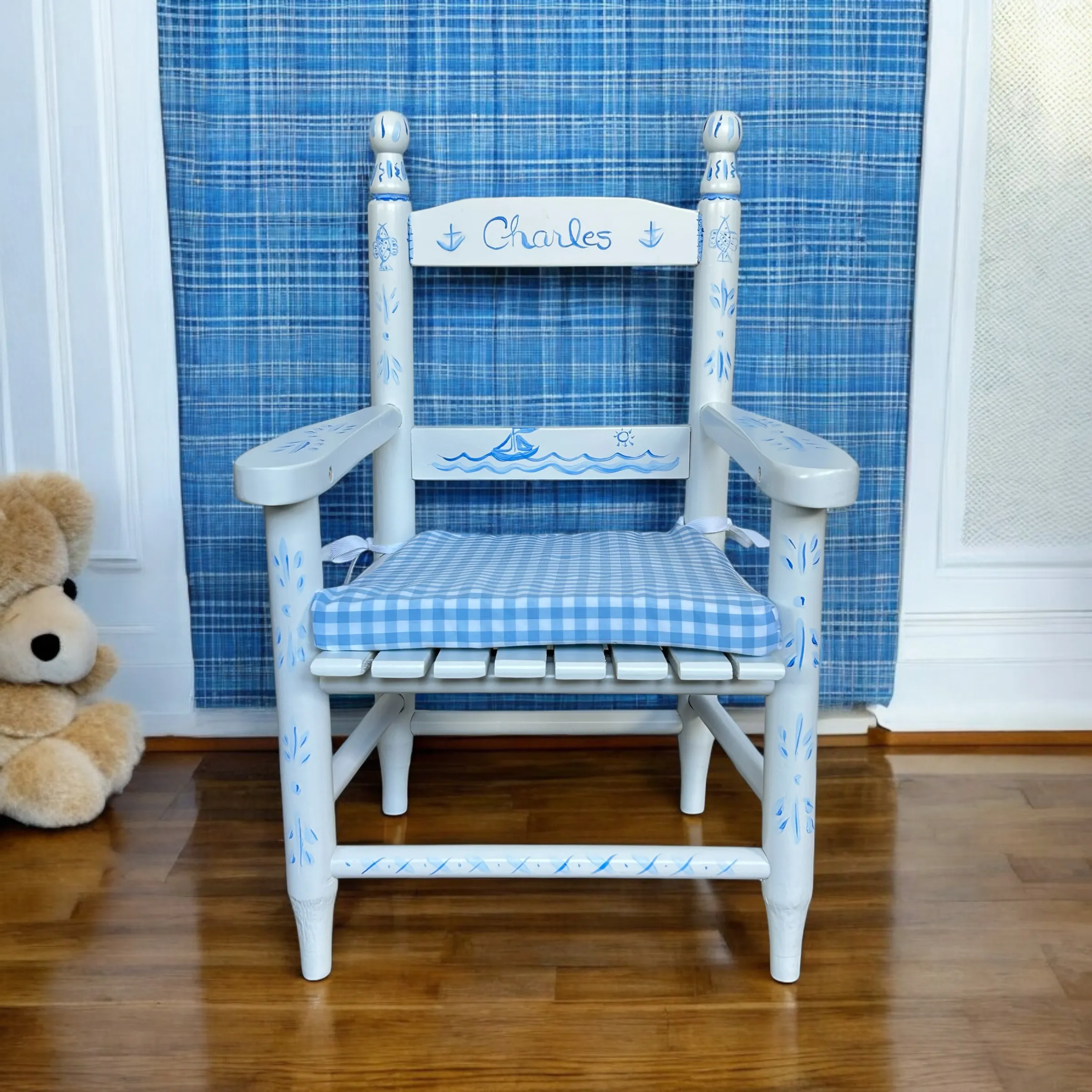 Child's Chair - Blue Boat and Fish