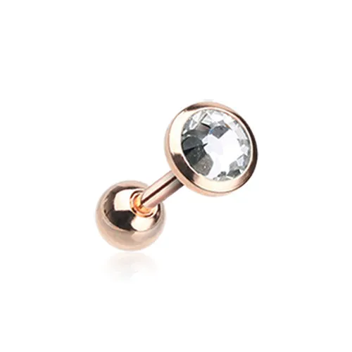 Classic Bezel Stud Body Jewellery with Rose Gold Plating. Labret, Monroe, Tragus and Cartilage Earrings.