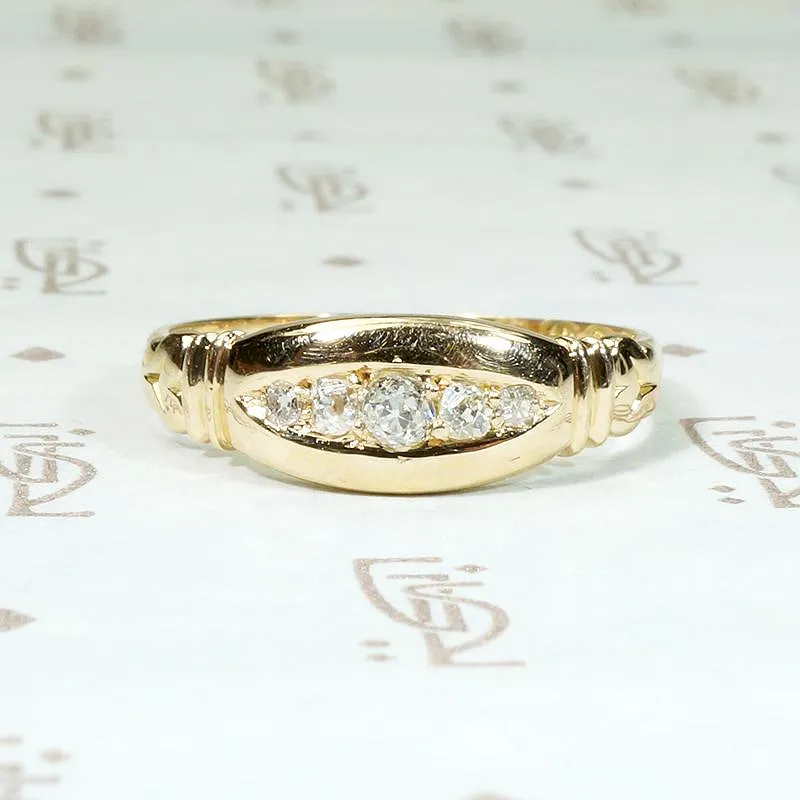 Curvy Five Diamond 18ct Gold English Band